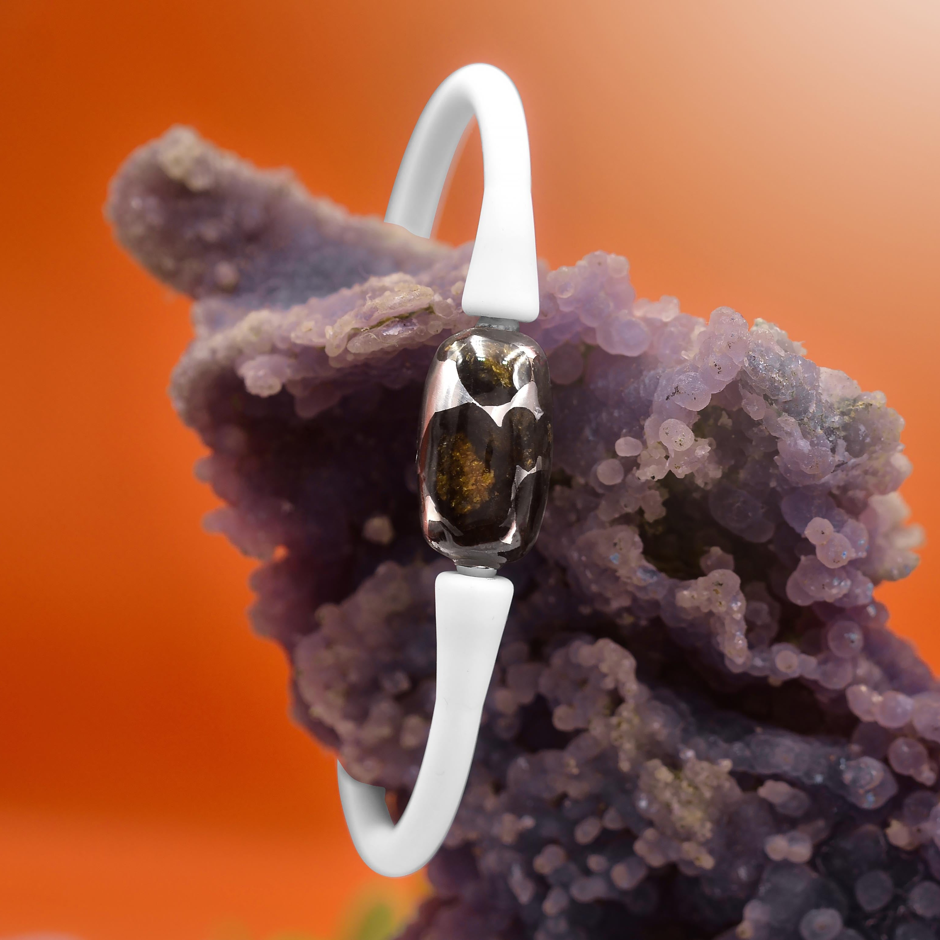 Starborn Sericho Pallasite Meteorite Drum Bead Silicone Bracelet