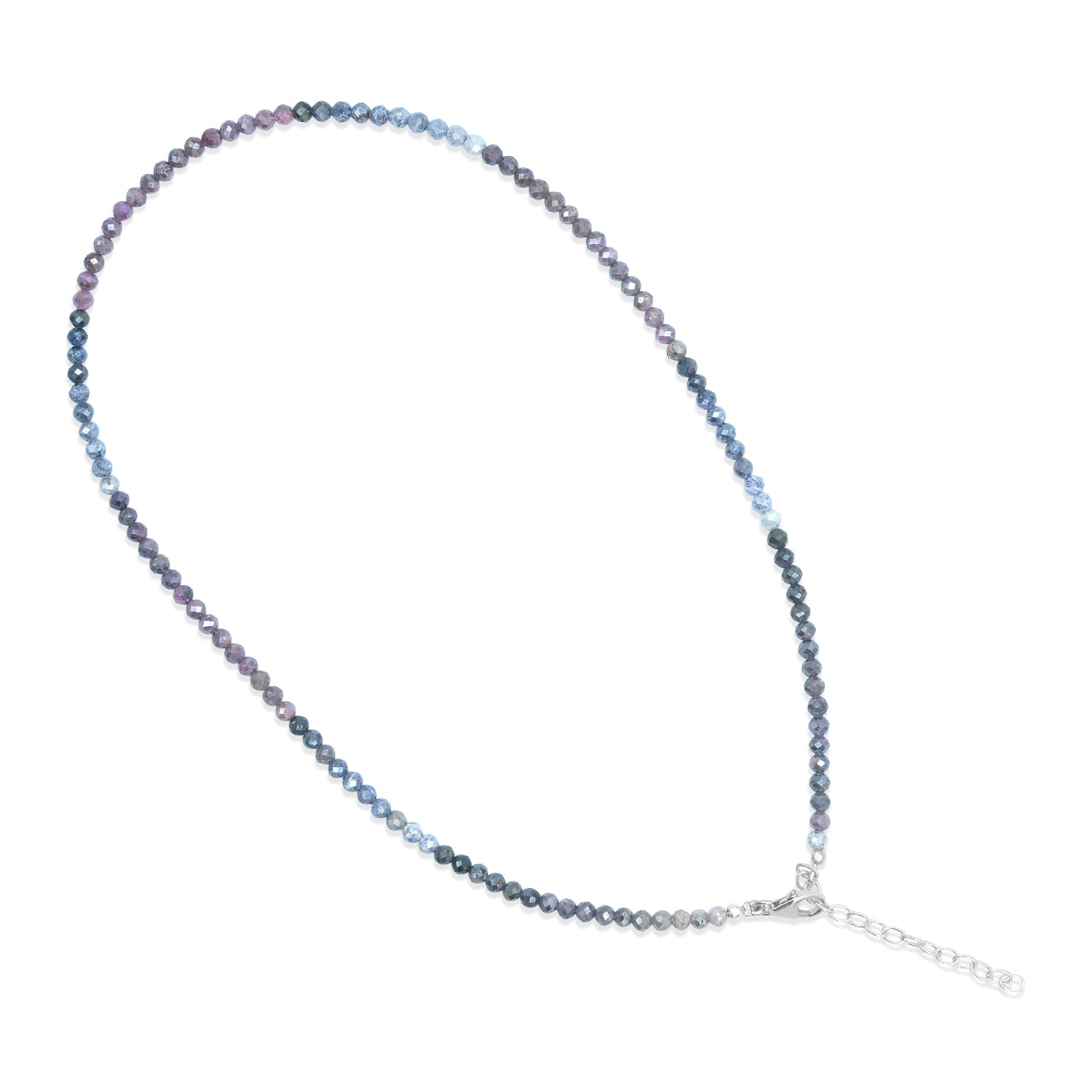 Starborn Sapphire and Ruby Round Faceted Bead Chain Necklace