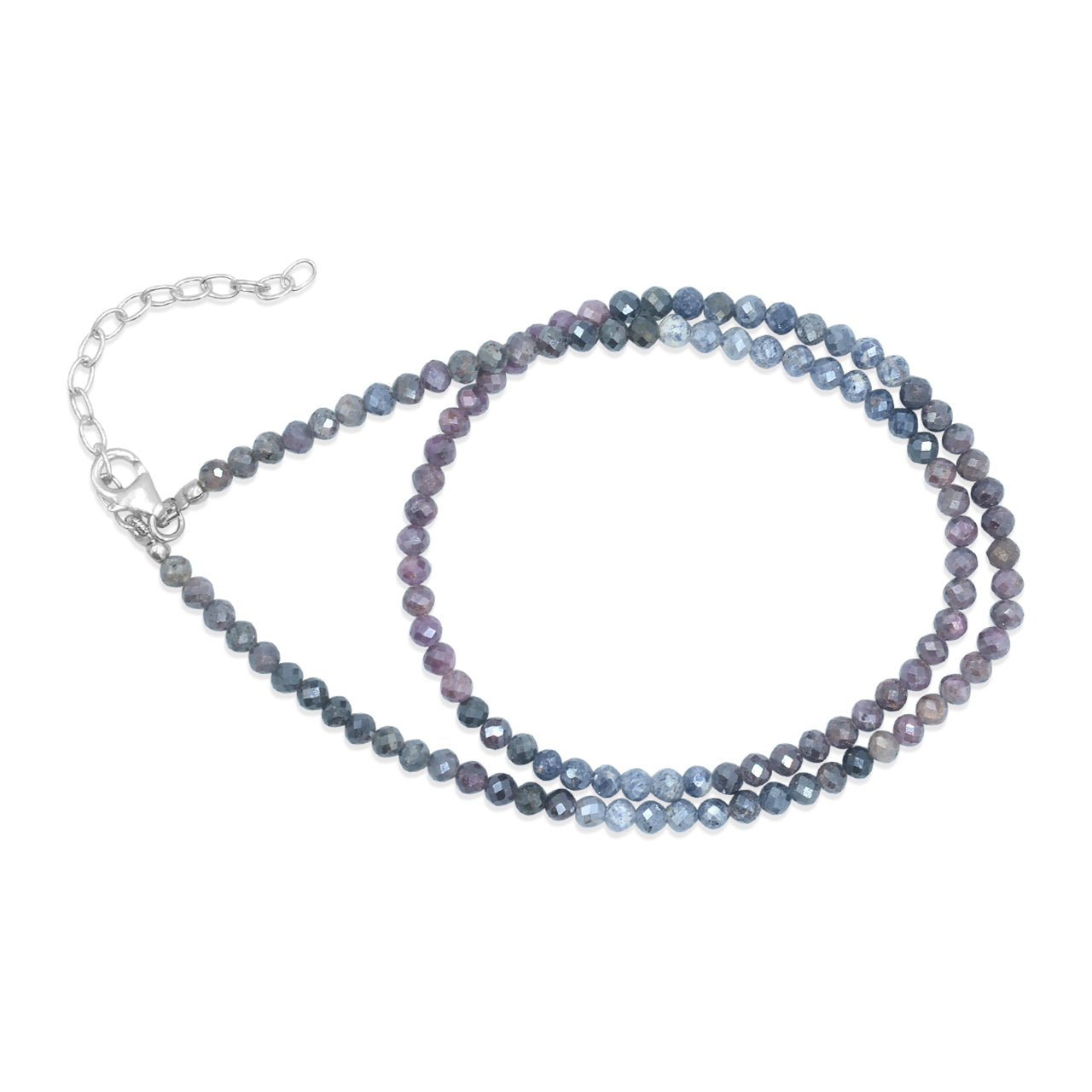 Starborn Sapphire and Ruby Round Faceted Bead Chain Necklace