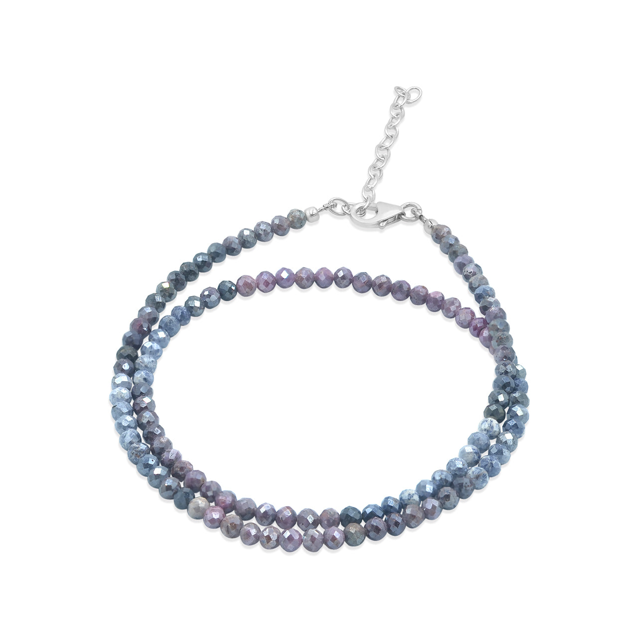 Starborn Sapphire and Ruby Round Faceted Bead Chain Necklace