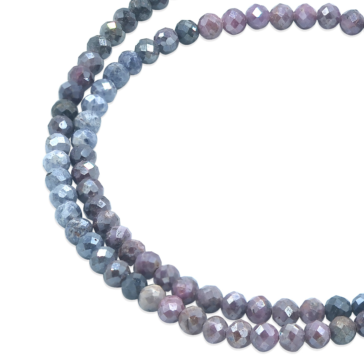 Starborn Sapphire and Ruby Round Faceted Bead Chain Necklace