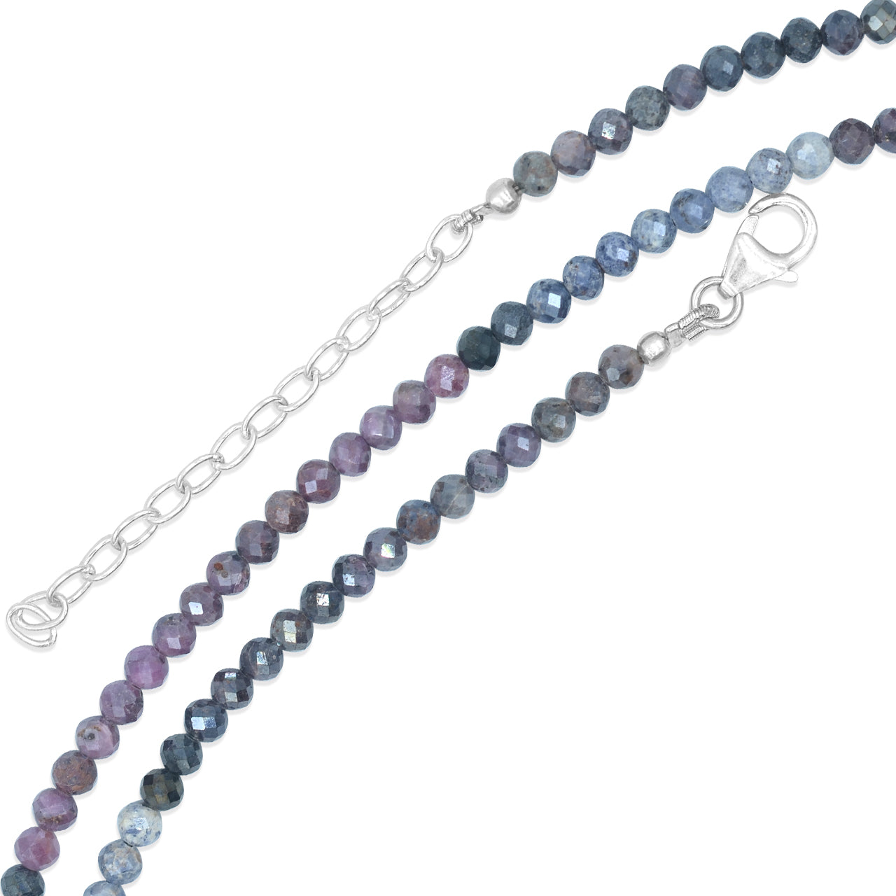 Starborn Sapphire and Ruby Round Faceted Bead Chain Necklace