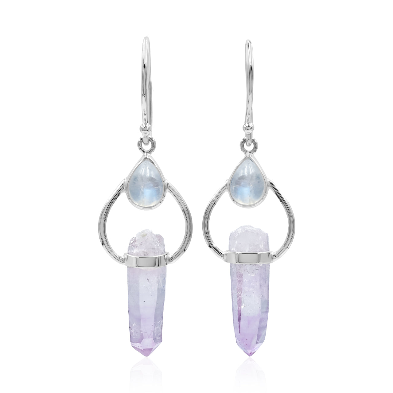 Starborn Vera Cruz Amethyst with Rainbow Moonstone Earring in Sterling Silver