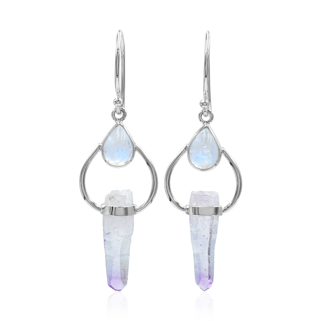 Starborn Vera Cruz Amethyst with Rainbow Moonstone Earring in Sterling Silver