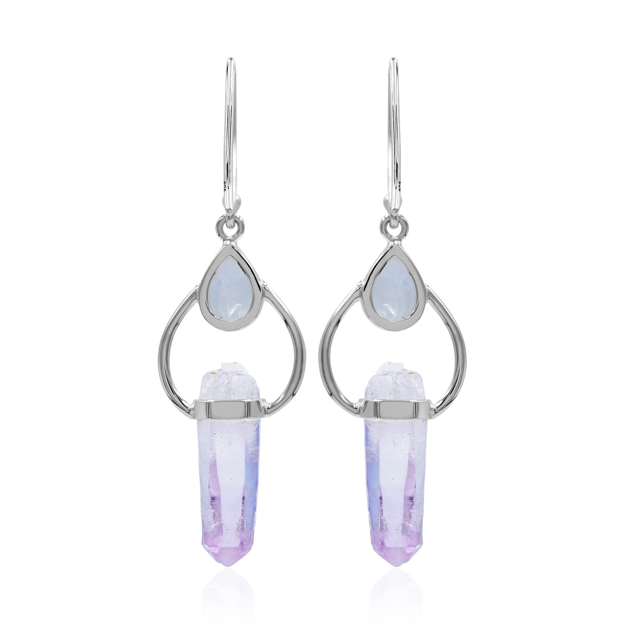 Starborn Vera Cruz Amethyst with Rainbow Moonstone Earring in Sterling Silver