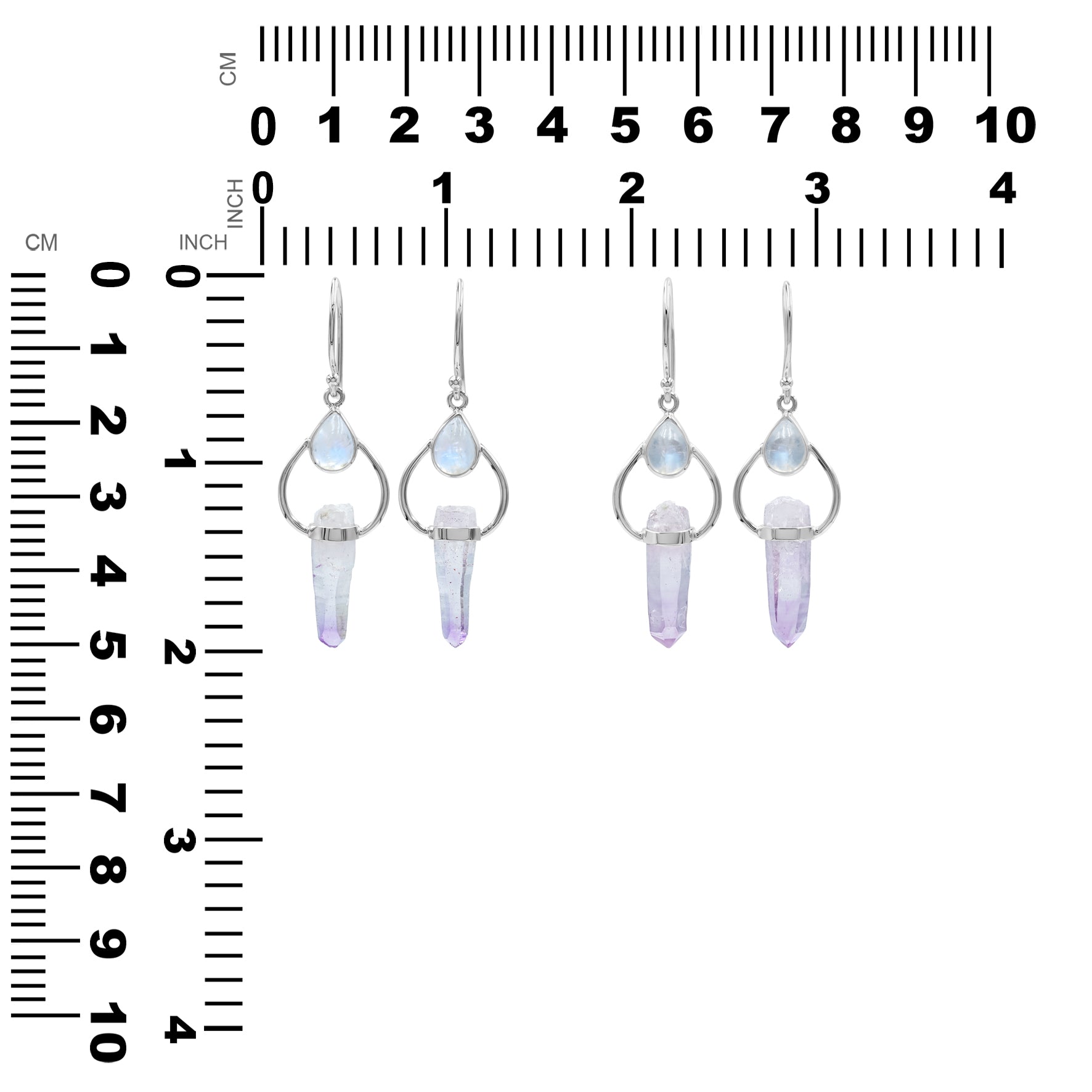 Starborn Vera Cruz Amethyst with Rainbow Moonstone Earring in Sterling Silver