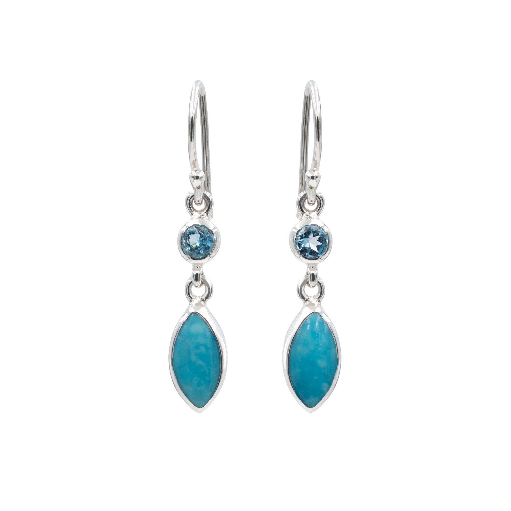 Starborn Blue Topaz & Sleeping Beauty Turquoise Dangle Earrings in Sterling Silver