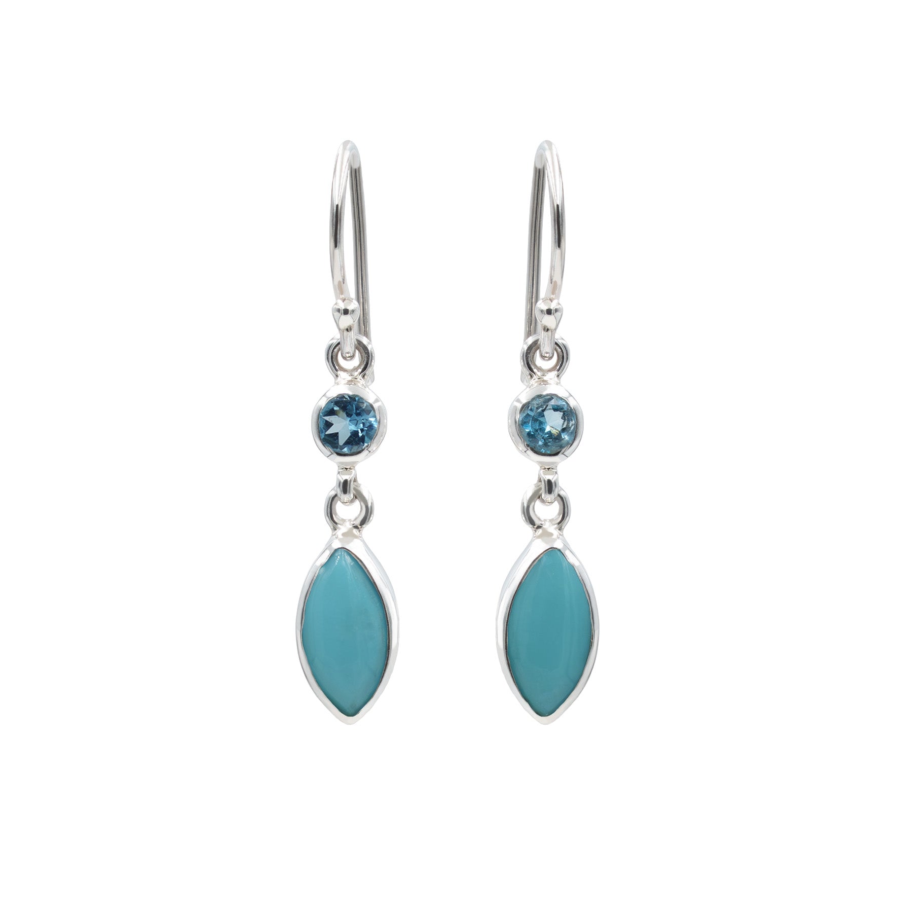 Starborn Blue Topaz & Sleeping Beauty Turquoise Dangle Earrings in Sterling Silver