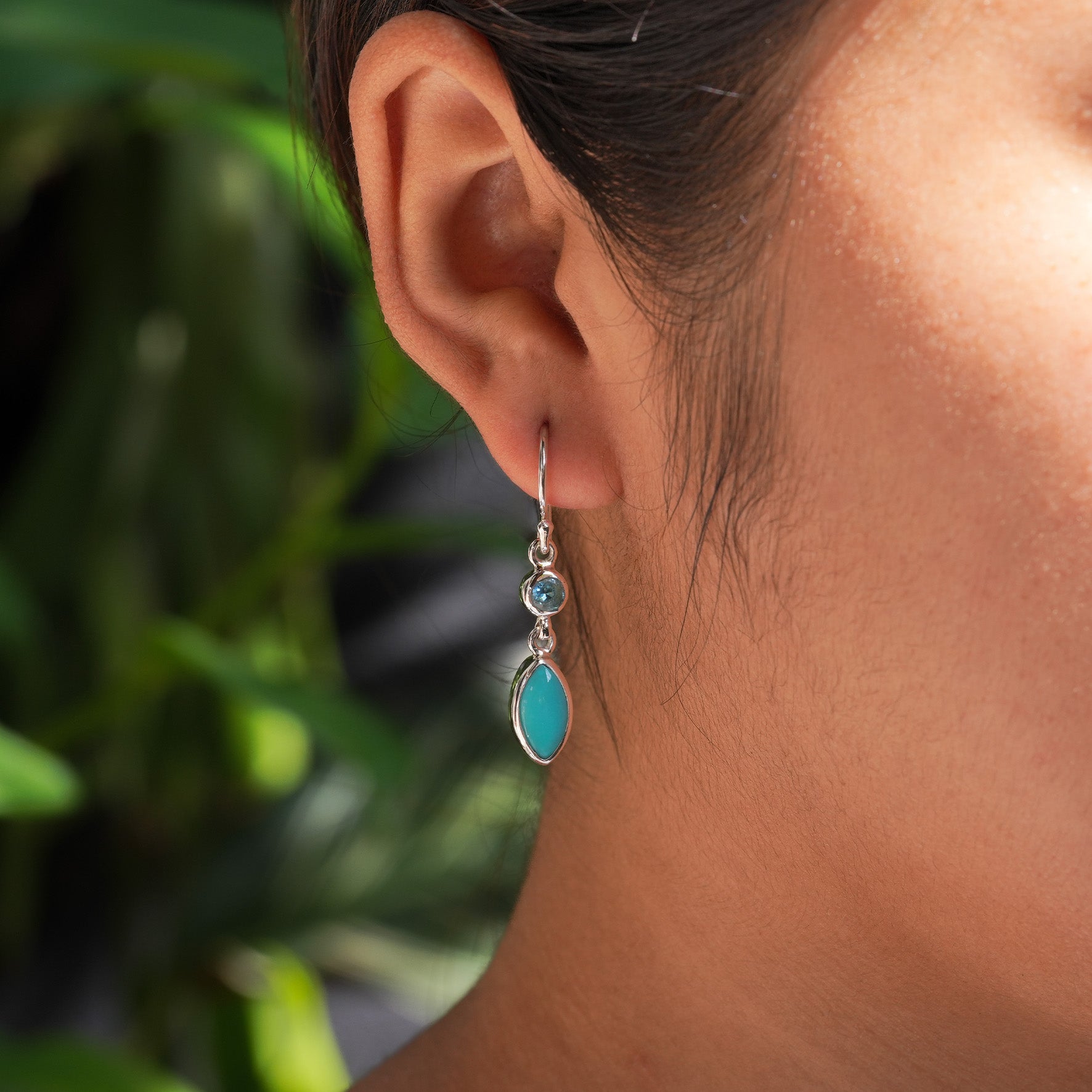 Starborn Blue Topaz & Sleeping Beauty Turquoise Dangle Earrings in Sterling Silver