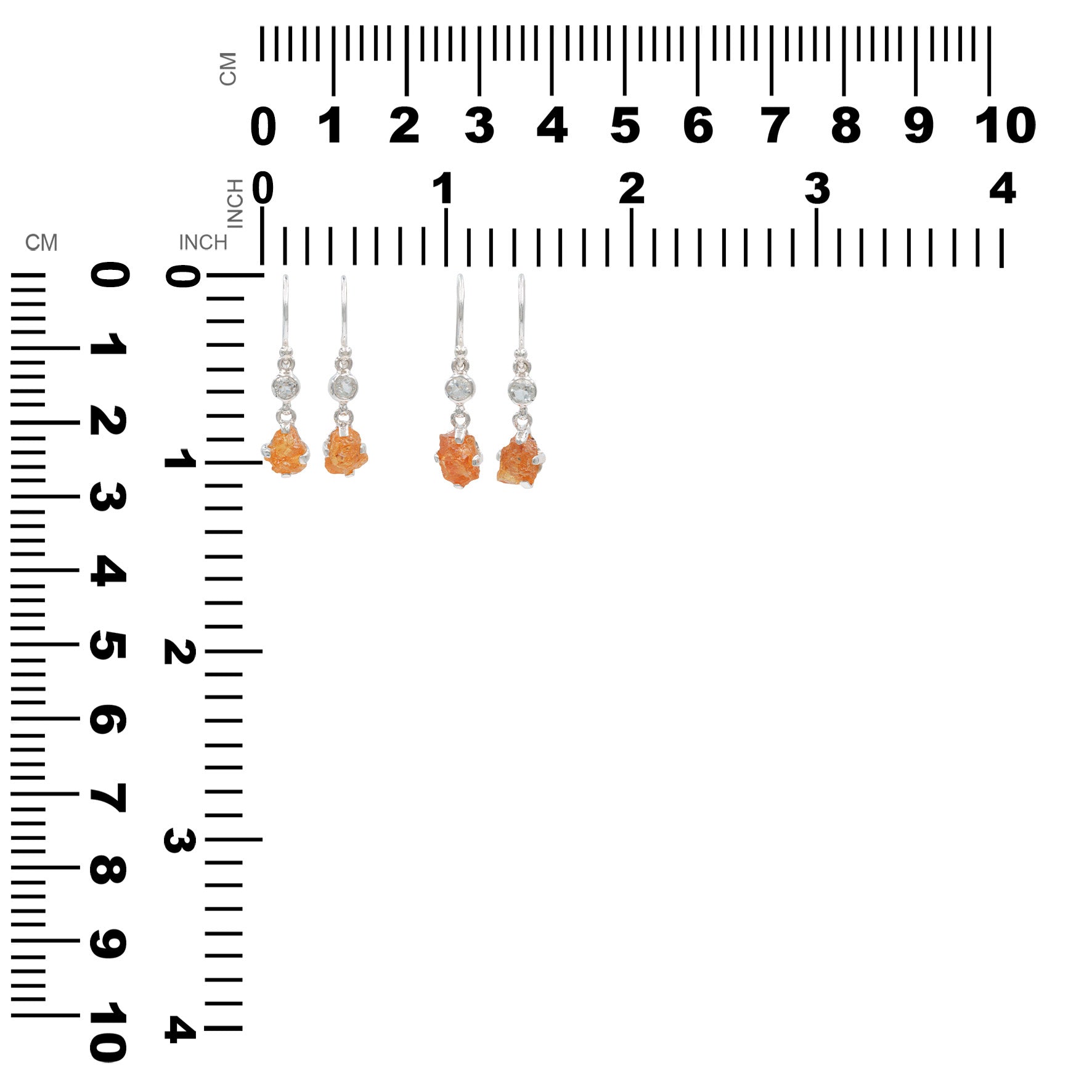 Starborn Spessartite Garnet Rough with White Topaz Accent Earring in Sterling Silver