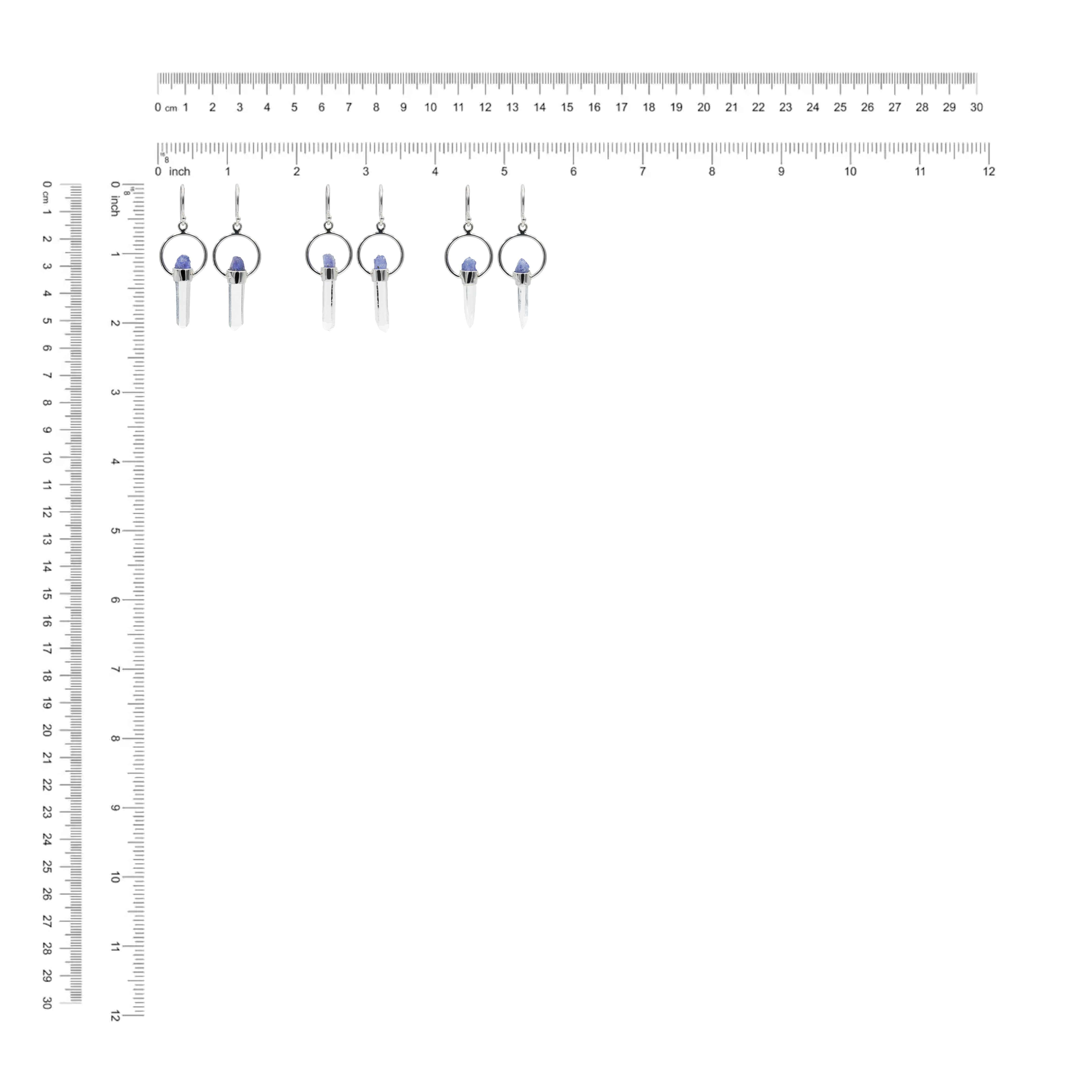 Starborn Quartz Crystal with Tanzanite Rough Earring in Sterling Silver