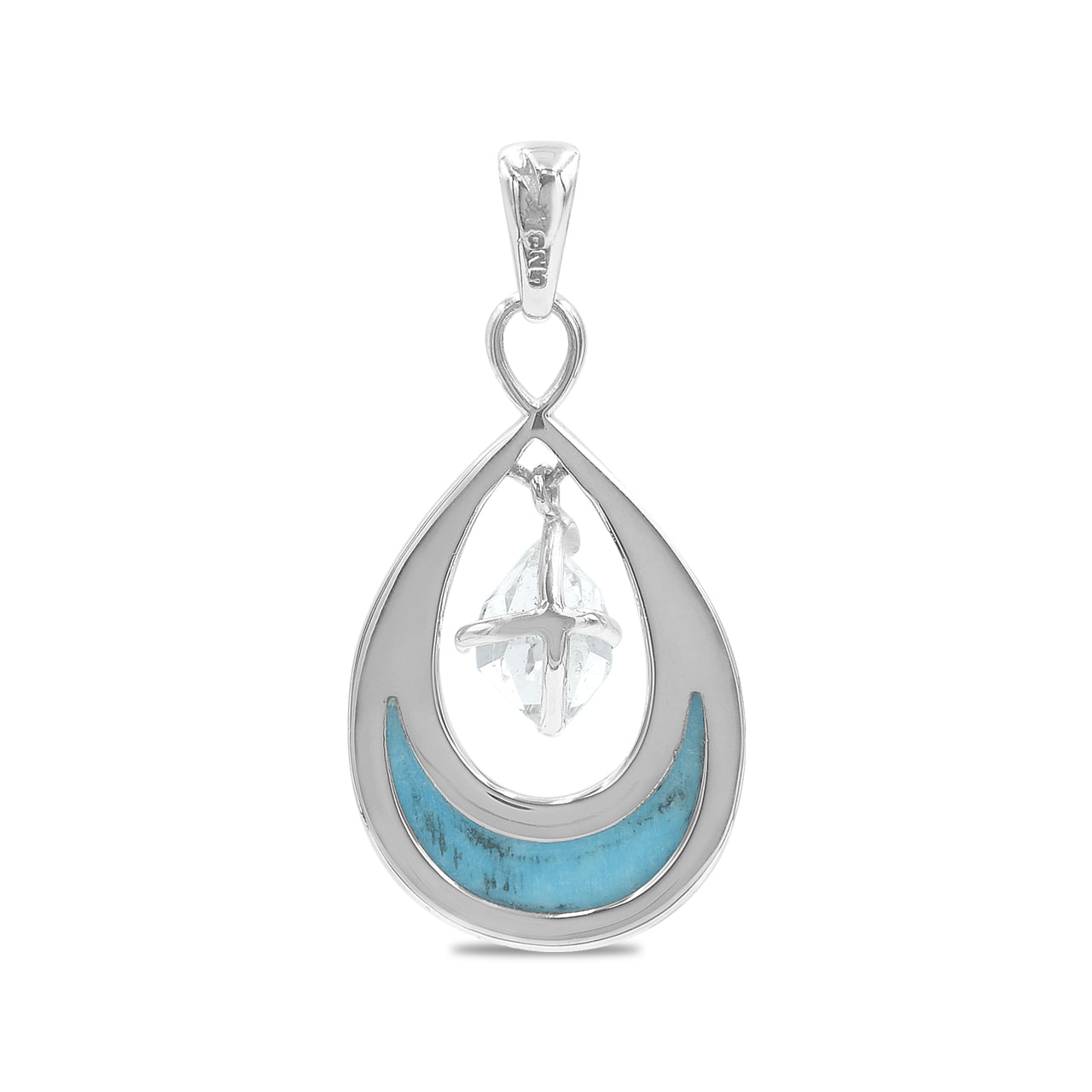 Starborn-Edelstein- und Herkimer-Diamant-Anhänger aus Sterlingsilber