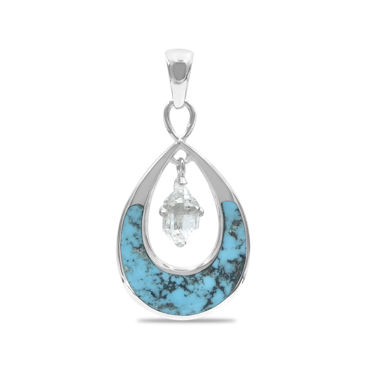 Starborn-Edelstein- und Herkimer-Diamant-Anhänger aus Sterlingsilber