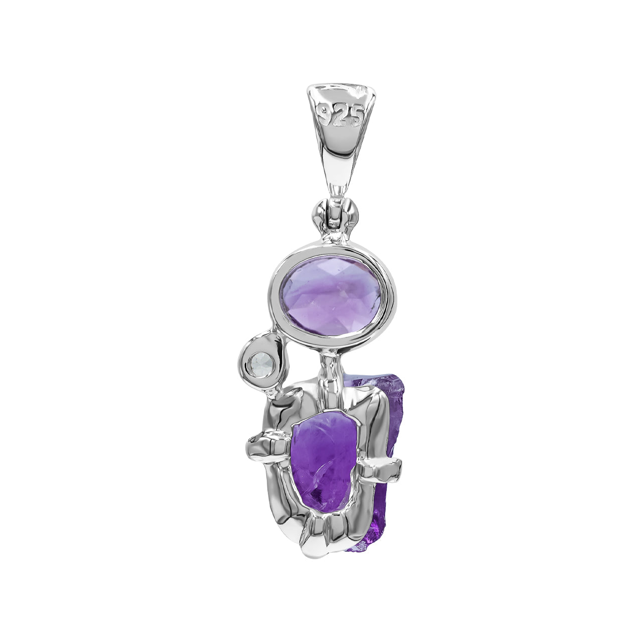 Starborn Amethyst und weißer Topas Anhänger in Sterling Silber