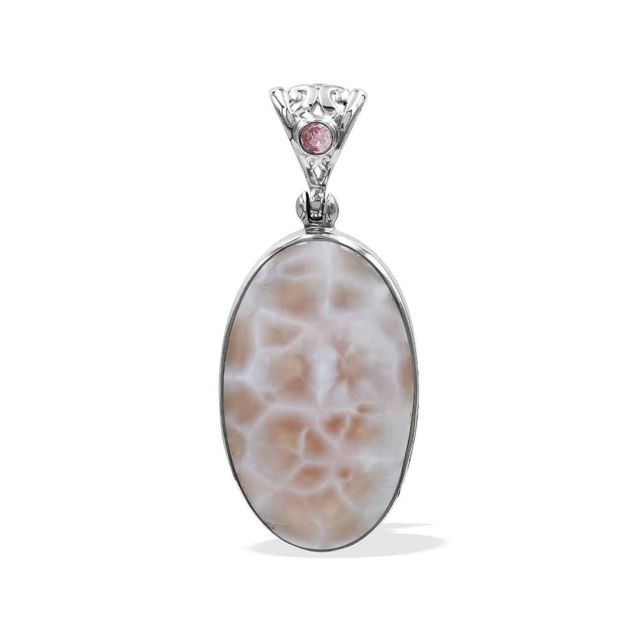 Starborn Pink Natrolite and Tourmaline Pendant in Sterling Silver