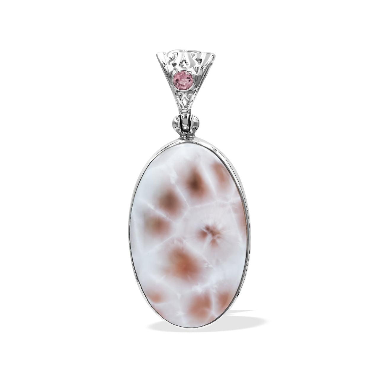 Starborn Pink Natrolite and Tourmaline Pendant in Sterling Silver