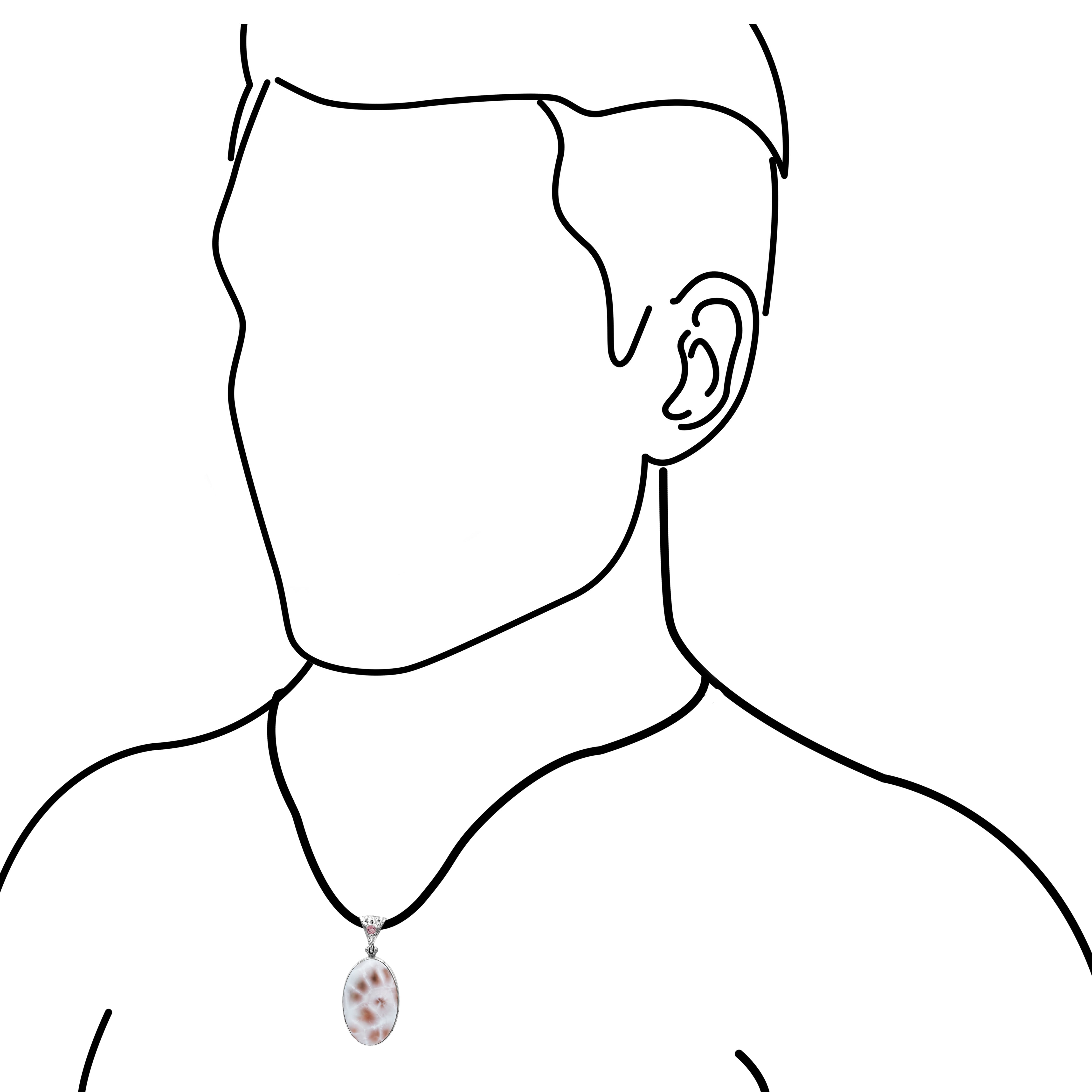 Starborn Pink Natrolite and Tourmaline Pendant in Sterling Silver