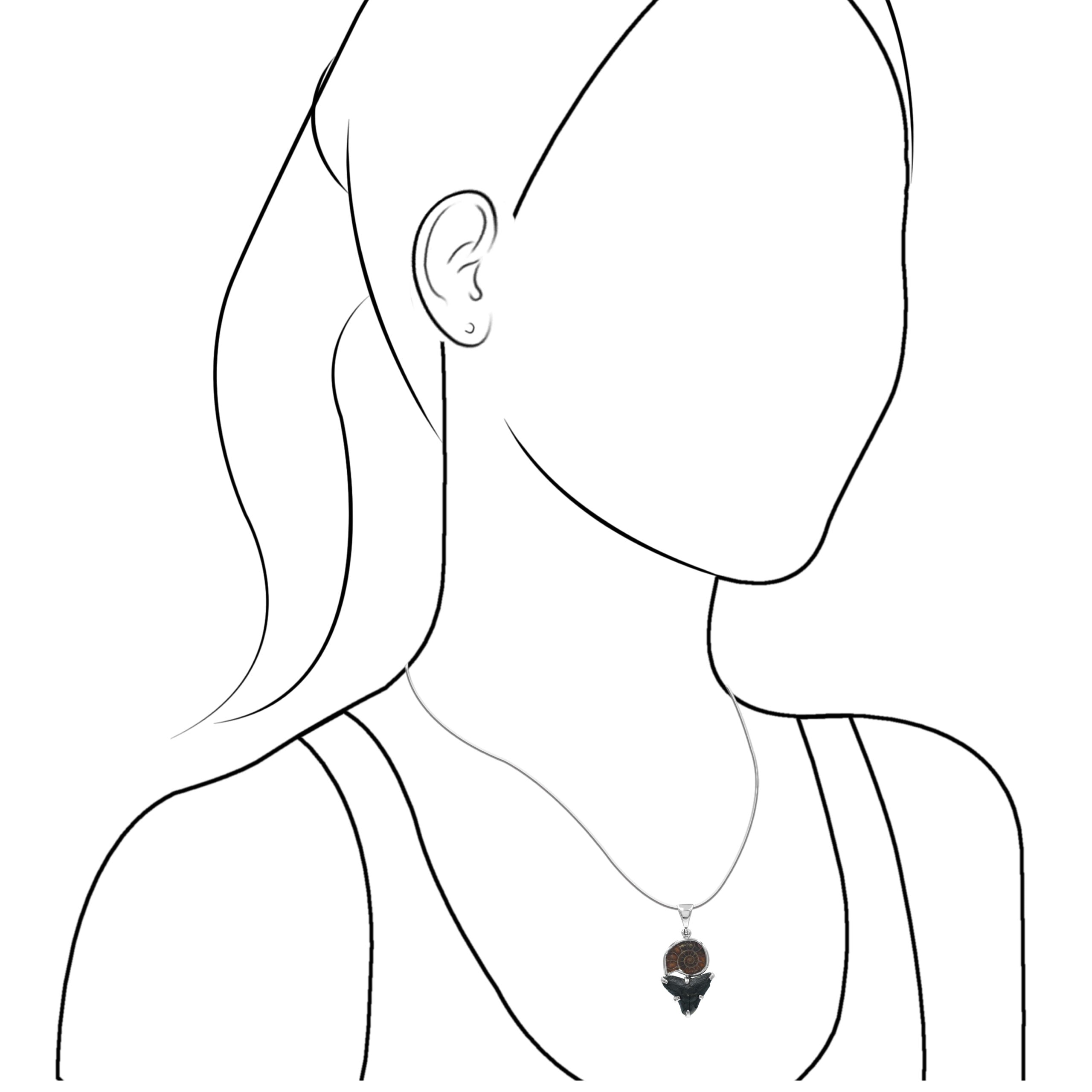 Ammonite & Fossil Shark Tooth Pendant