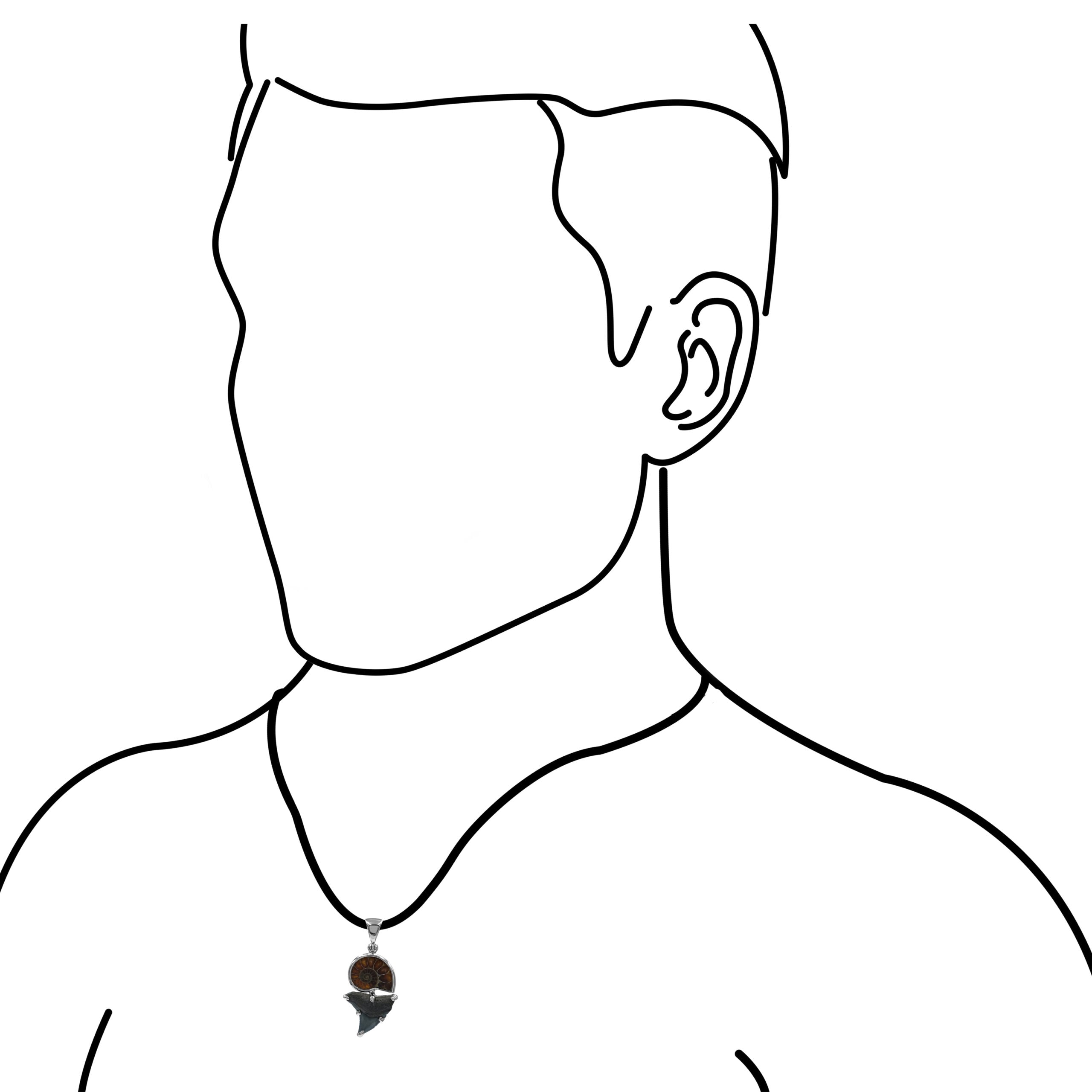 Ammonite & Fossil Shark Tooth Pendant