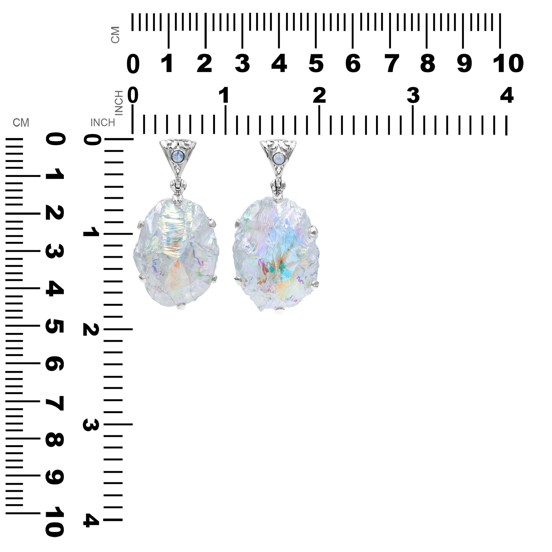 ngel Aura Quartz Rough with Rainbow Moonstone Pendant in