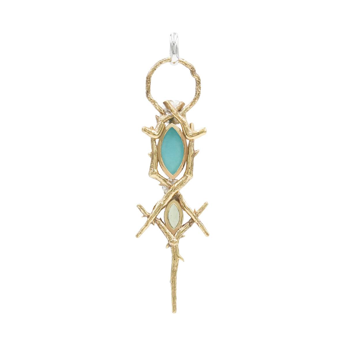 Starborn Thorn and Rose Pendant with Peridot & Turquoise in Nordic Gold & Sterling Silver