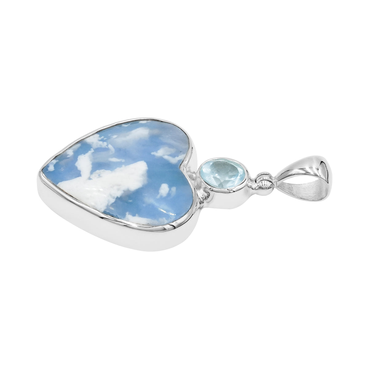 Starborn Aura Plume Agate Heart Pendant in Sterling Silver