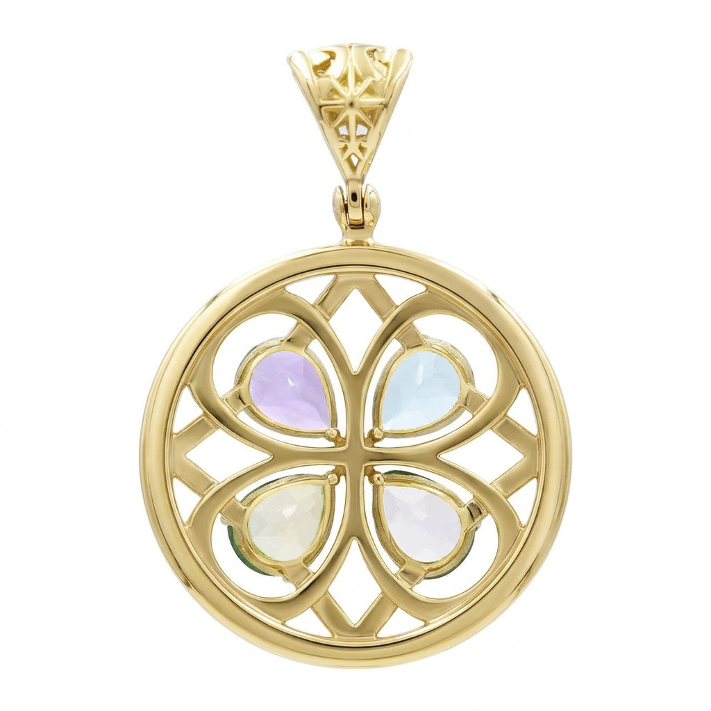 Starborn Multigem Four-Leaf Clover Pendant in Nordic Gold