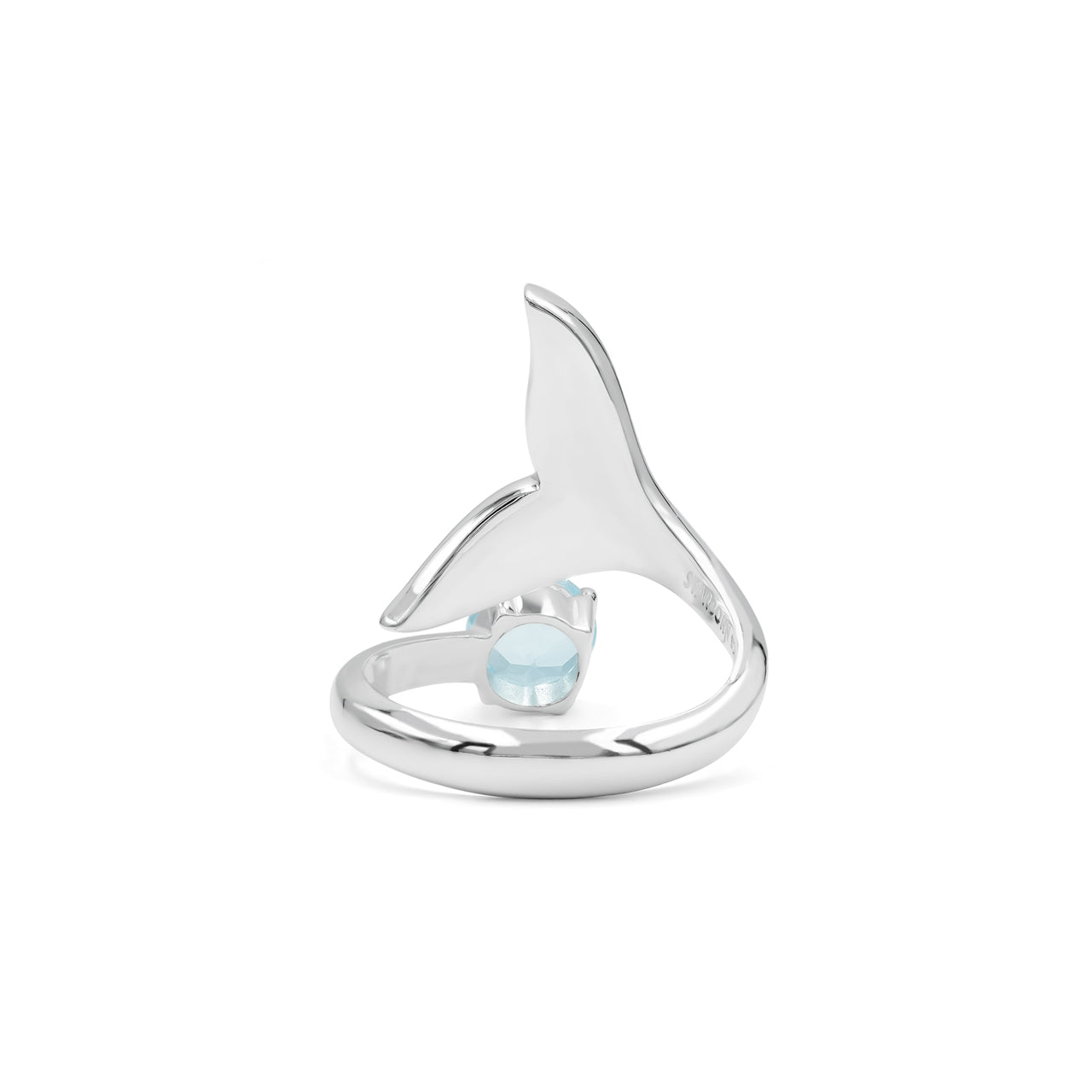 Starborn Abalone Shell & Faceted Blue Topaz Whale Tail Wrap Ring in Sterling Silver
