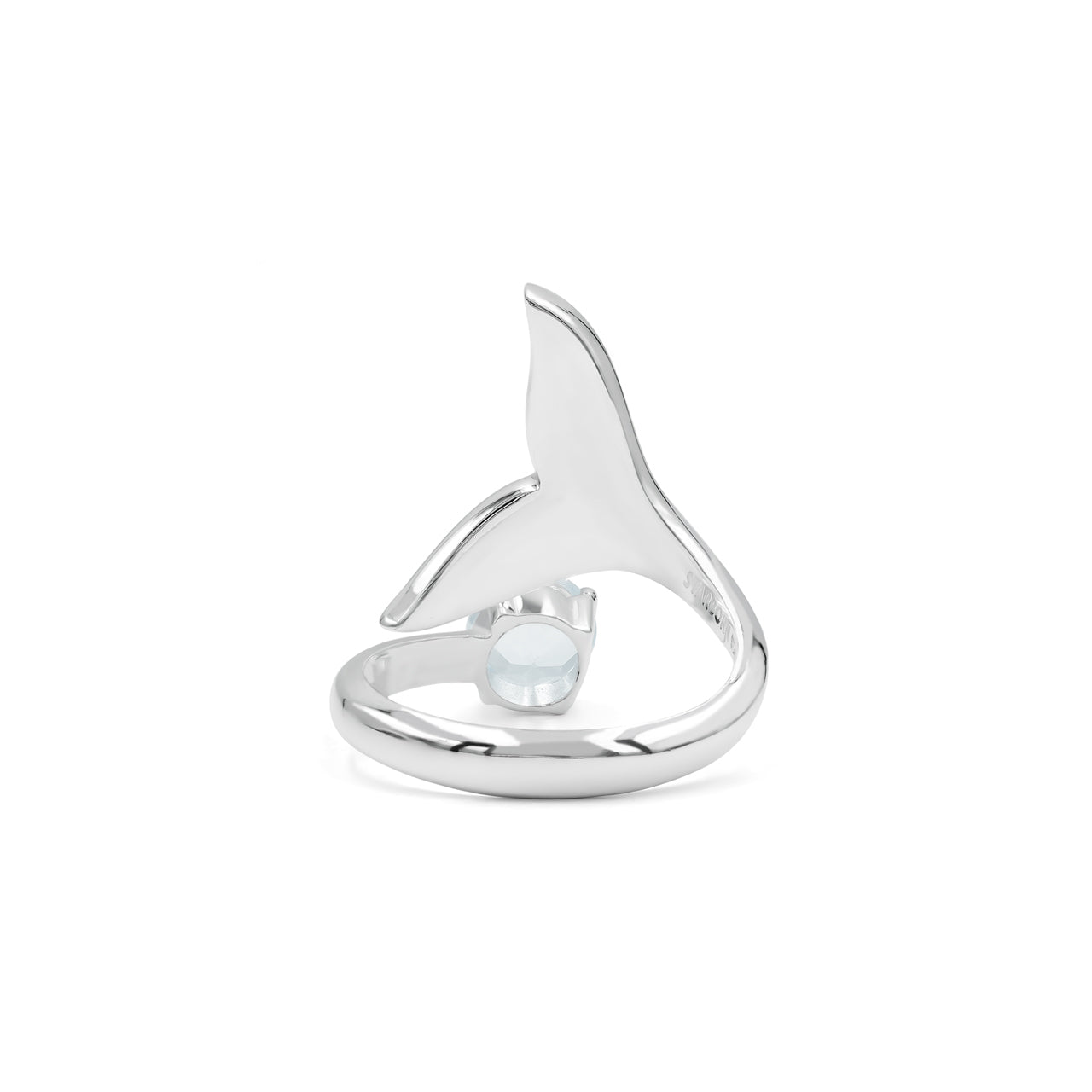 Starborn Mother of Pearl & Faceted Rainbow Moonstone Whale Tail Wrap Ring in Sterling Silver