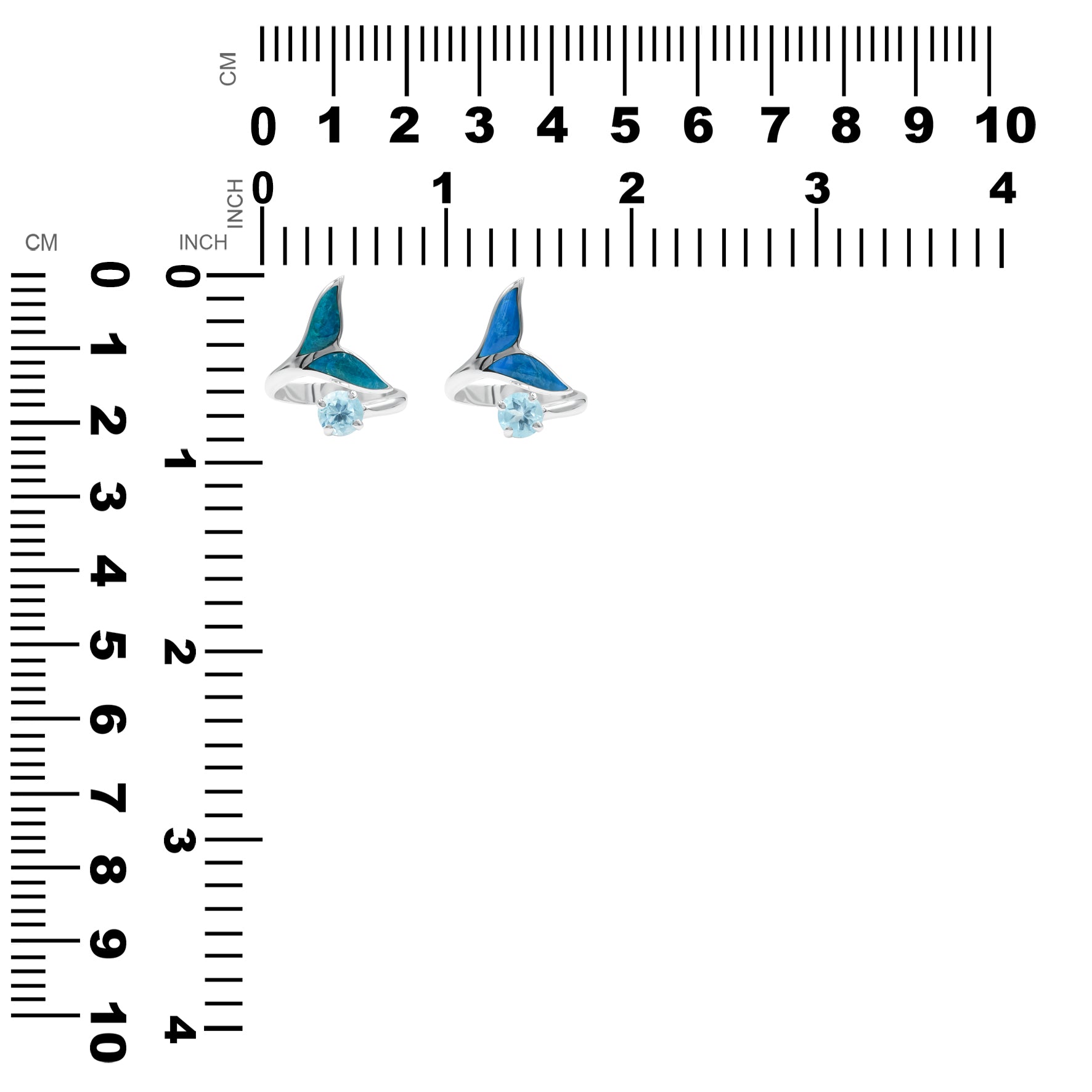 Starborn Peruvian Blue Opal & Faceted Blue Topaz Whale Tail Wrap Ring in Sterling Silver