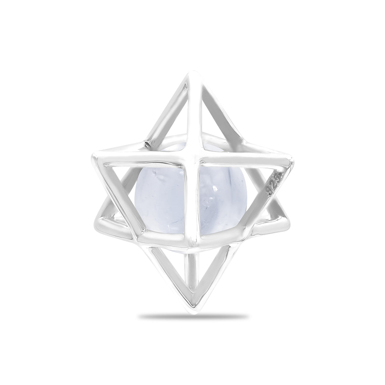 Starborn Merkabah Cage Gemstone Sphere with Sterling Silver Pendant and Chain