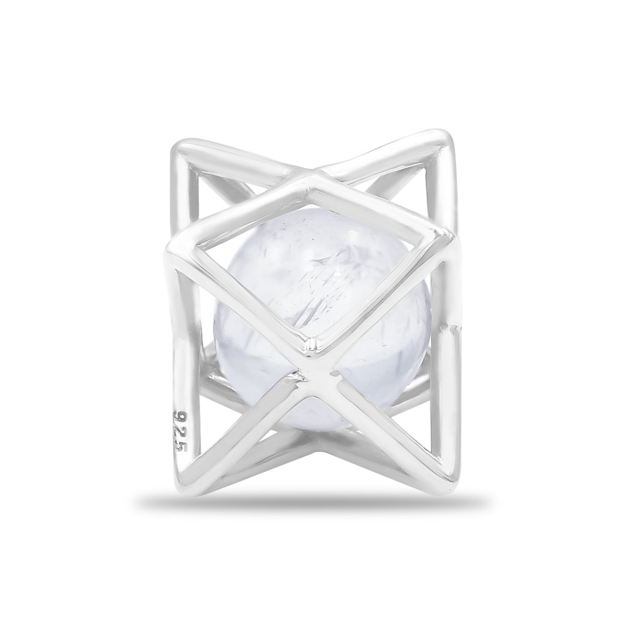 Starborn Merkabah Cage Gemstone Sphere with Sterling Silver Pendant and Chain