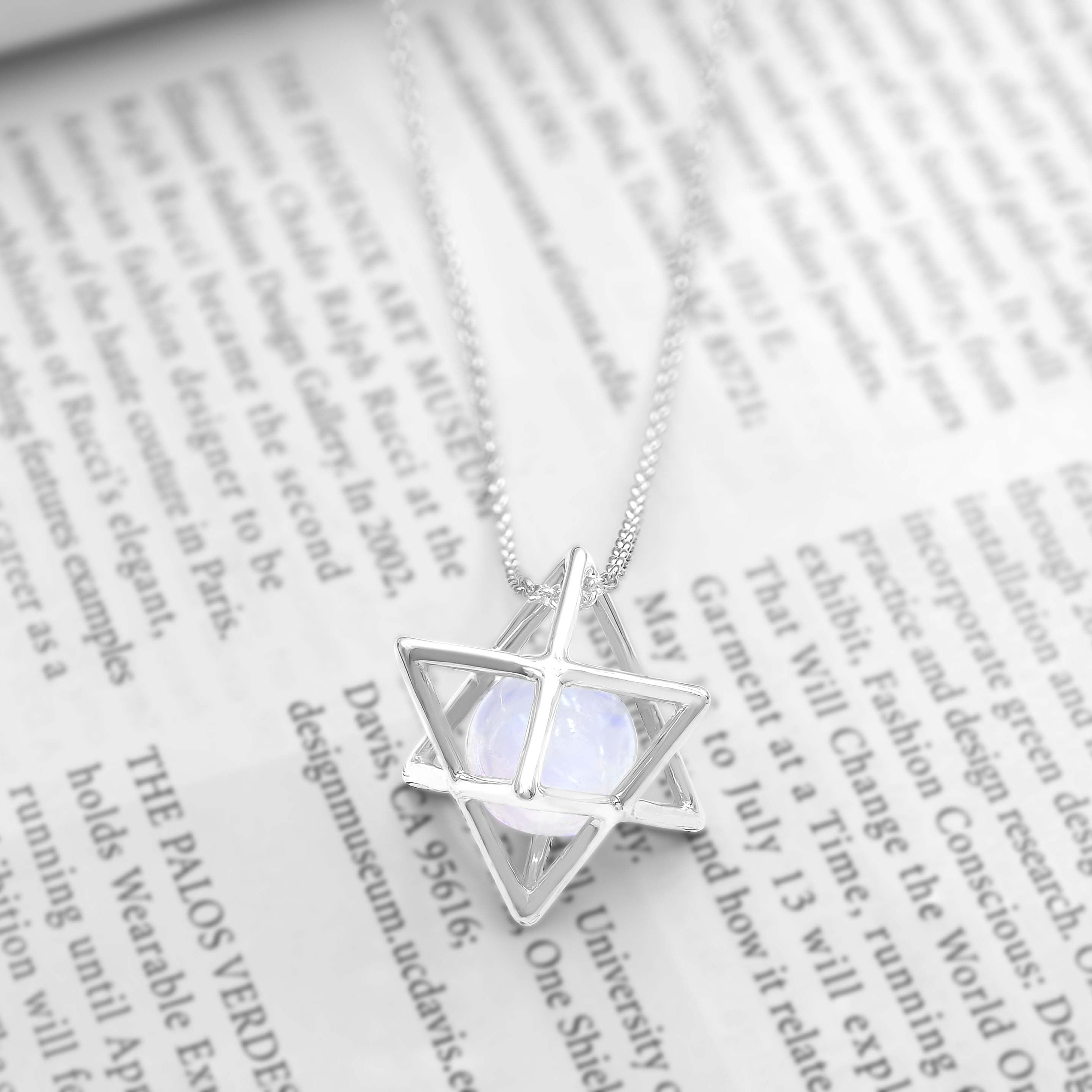 Starborn Merkabah Cage Gemstone Sphere with Sterling Silver Pendant and Chain