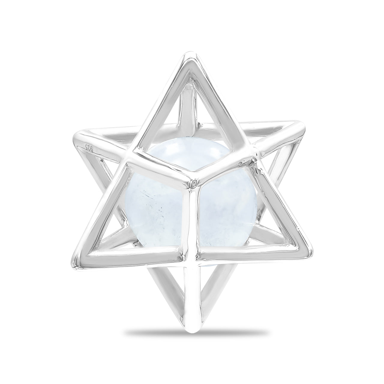 Starborn Merkabah Sterling Silver Cage Pendant and Chain with Gemstone Sphere