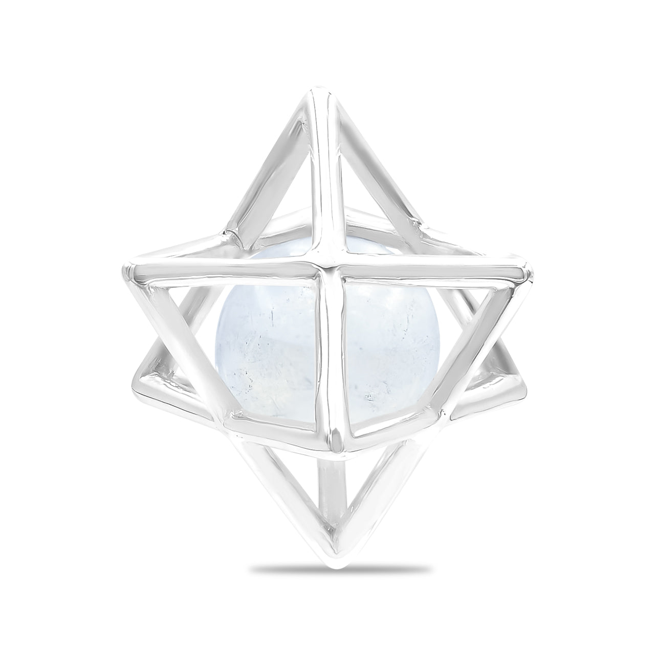 Starborn Merkabah Sterling Silver Cage Pendant and Chain with Gemstone Sphere