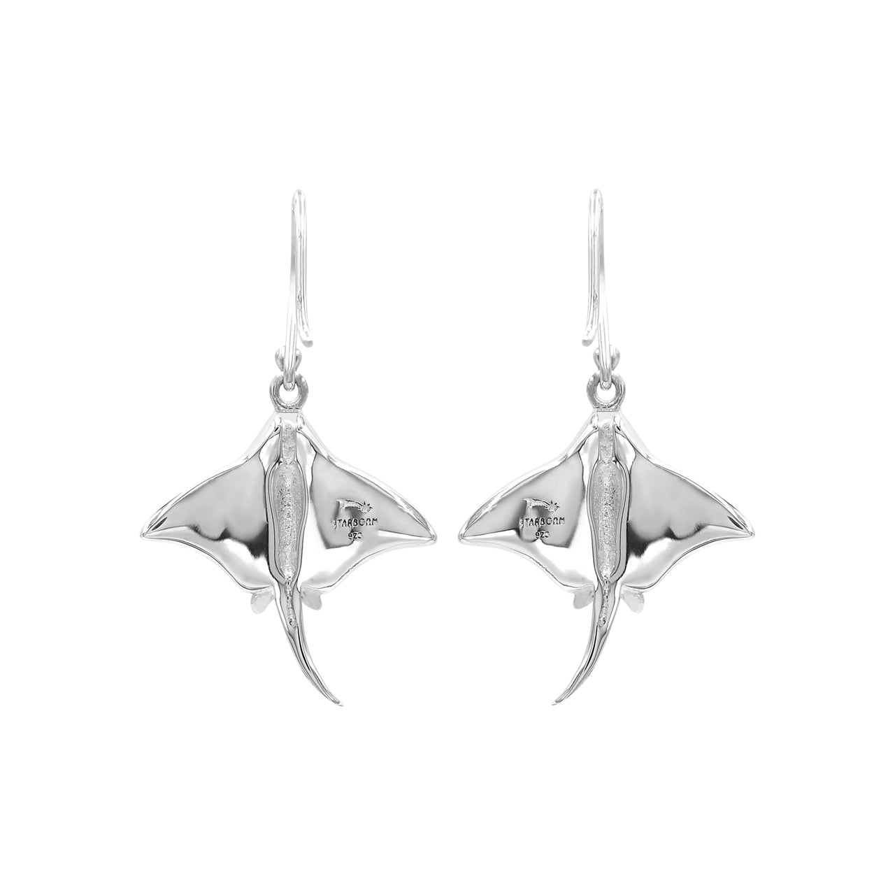 Starborn Mother of Pearl Manta Ray Earrings in Sterling Silver