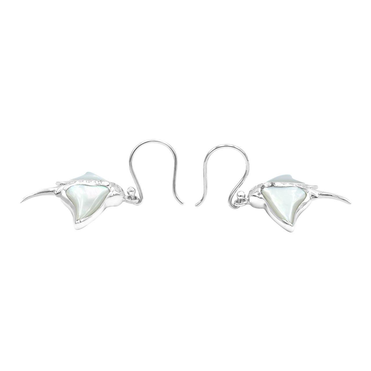 Starborn Mother of Pearl Manta Ray Earrings in Sterling Silver