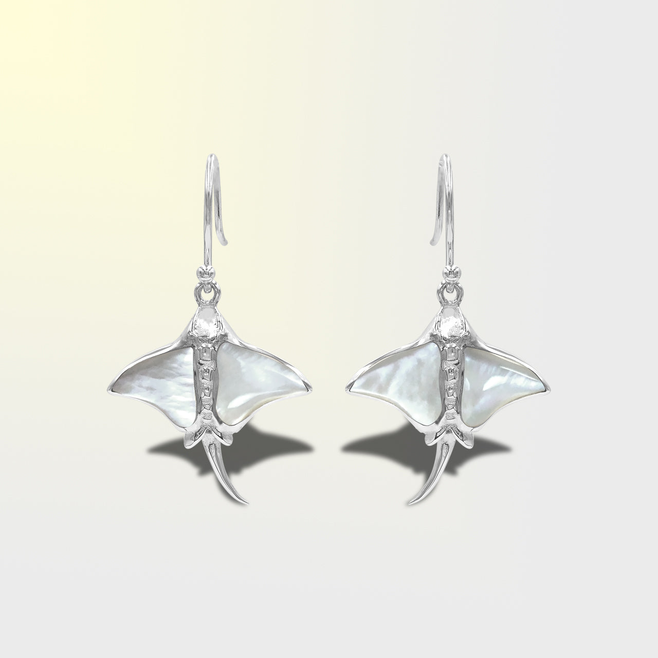 Starborn Mother of Pearl Manta Ray Earrings in Sterling Silver