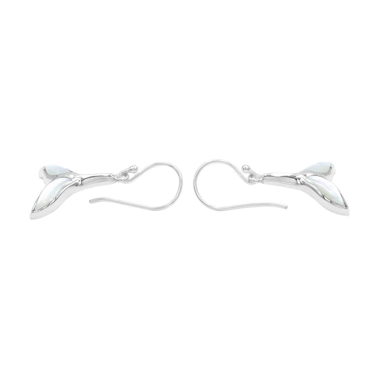 Starborn Mother of Pearl Whale Tail Earrings in Sterling Silver