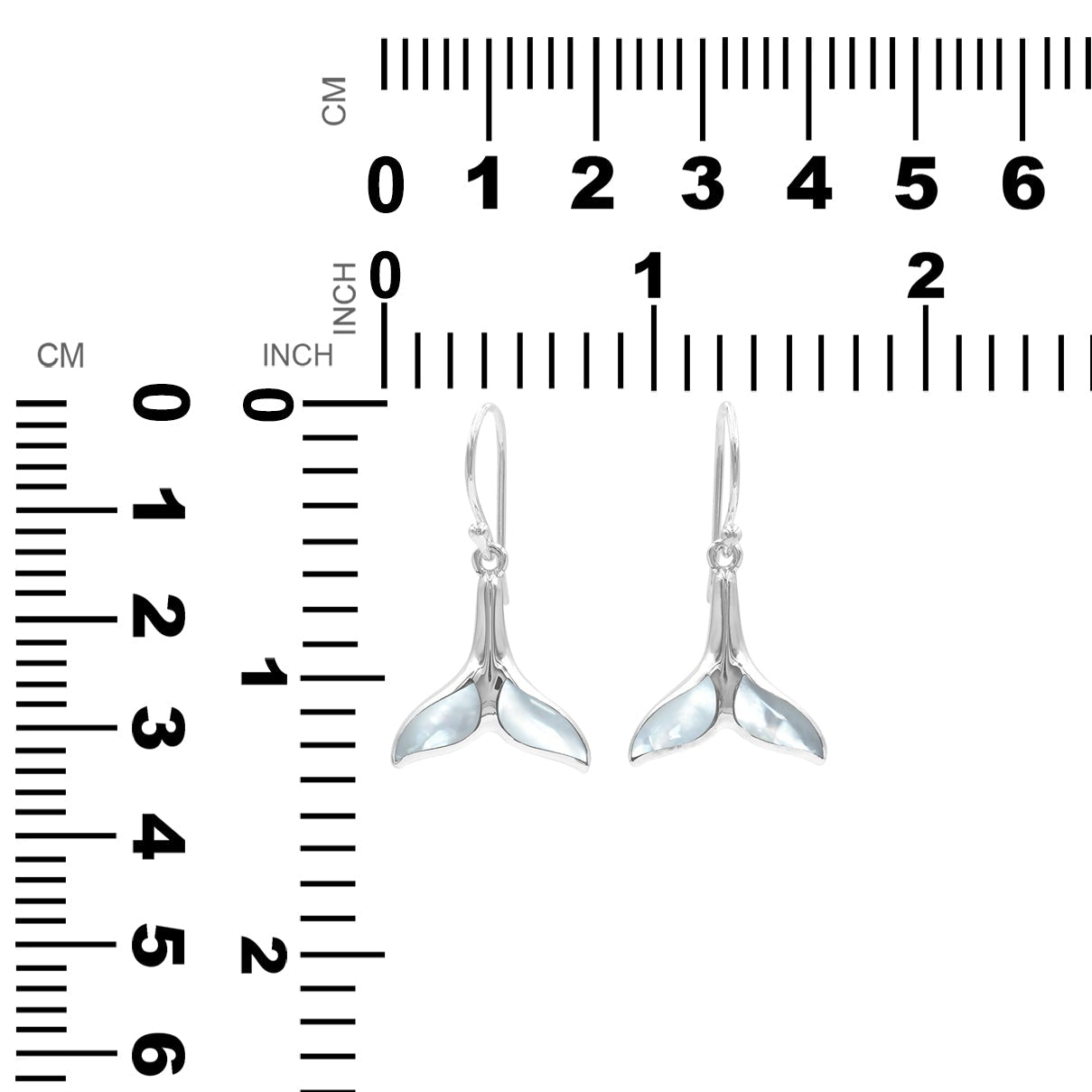 Starborn Mother of Pearl Whale Tail Earrings in Sterling Silver