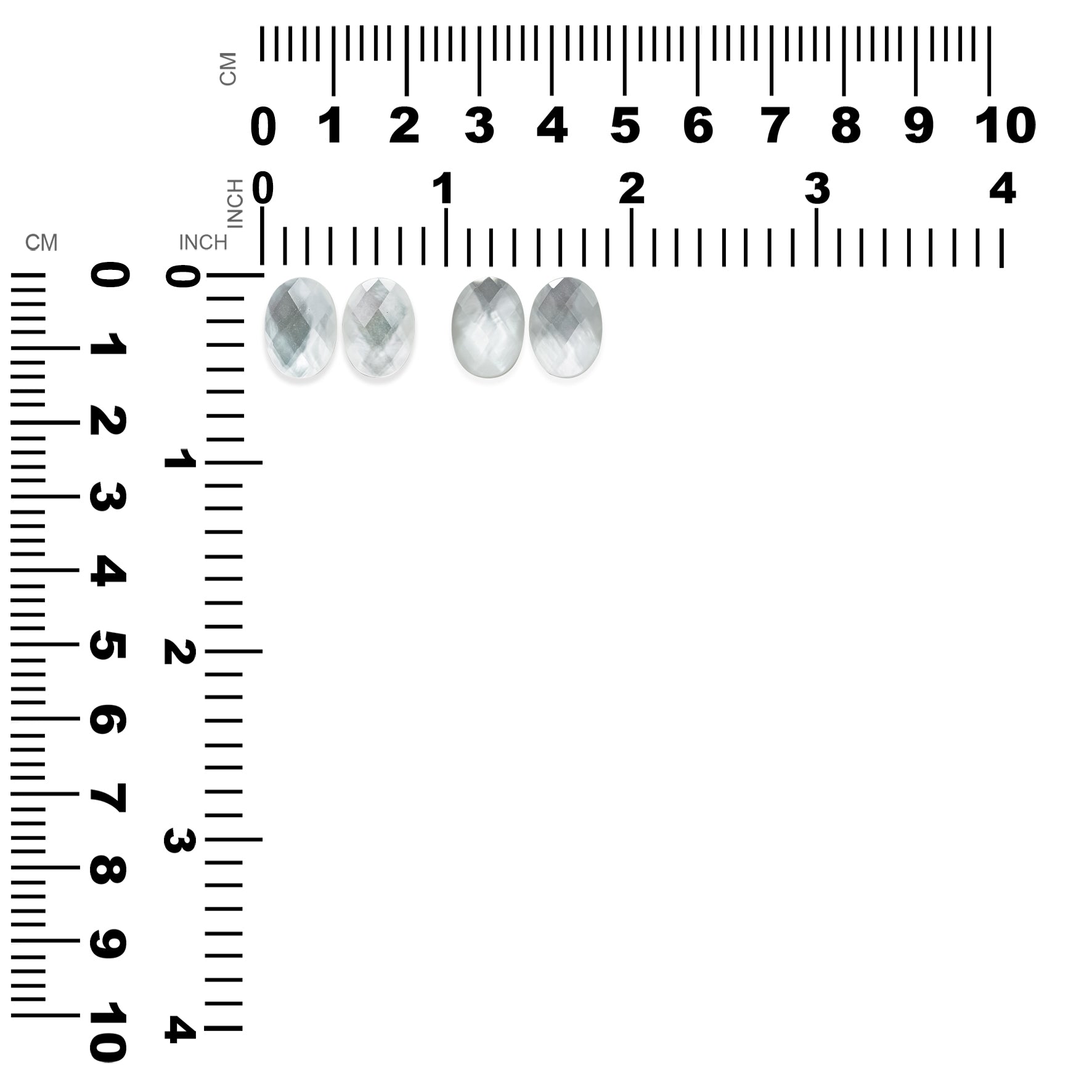 Facettiertes Perlmutt-Doublet, oval, 25 mm, 1 Paar