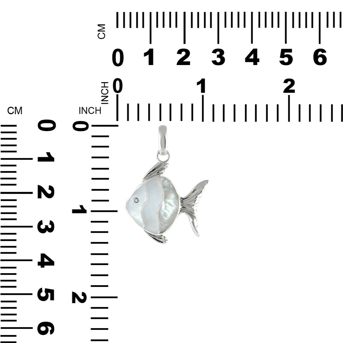 Starborn Mother of Pearl Inlay Fish Pendant in Sterling Silver