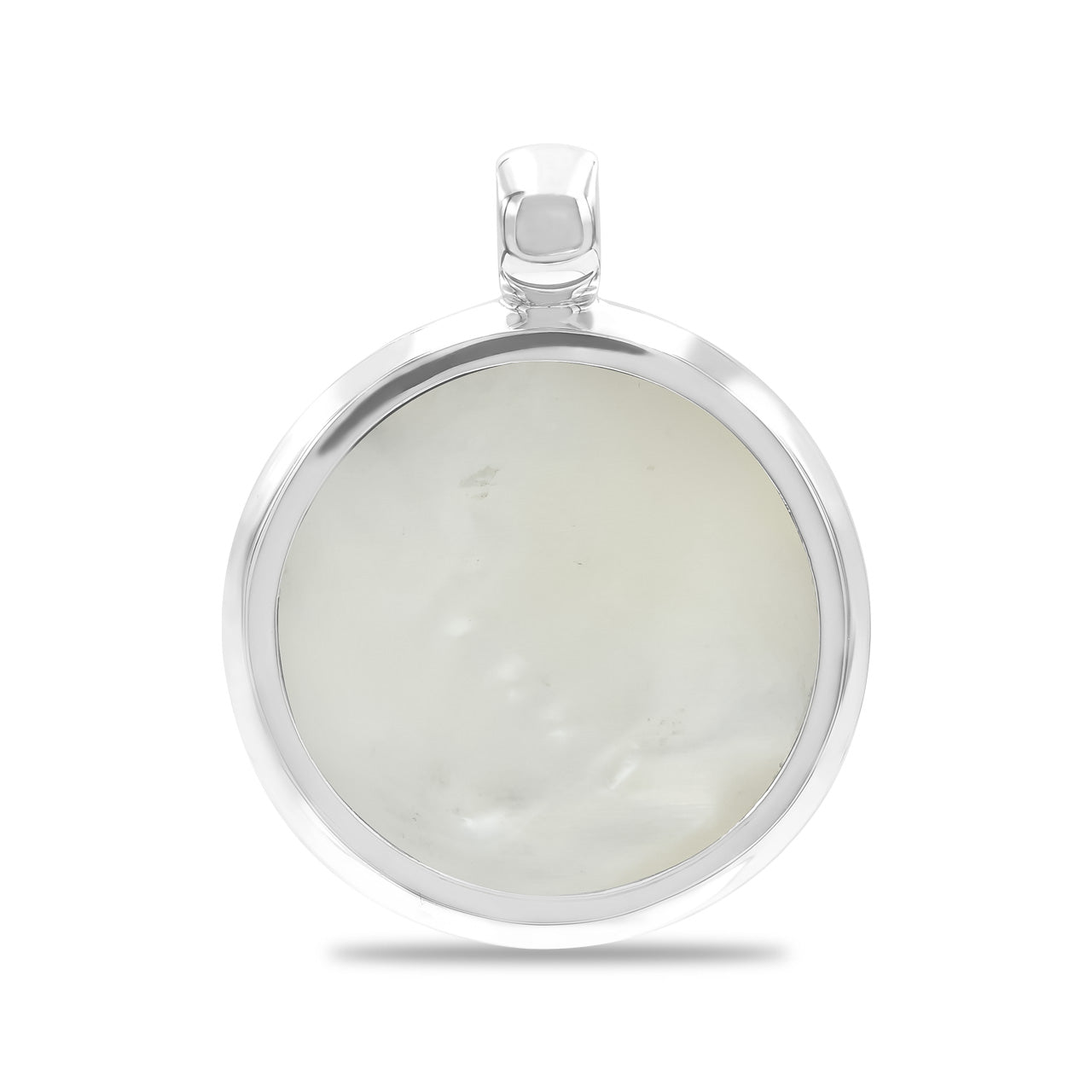 Starborn Mother of Pearl Carved Eagle Head Medallion Style Pendant in Sterling Silver