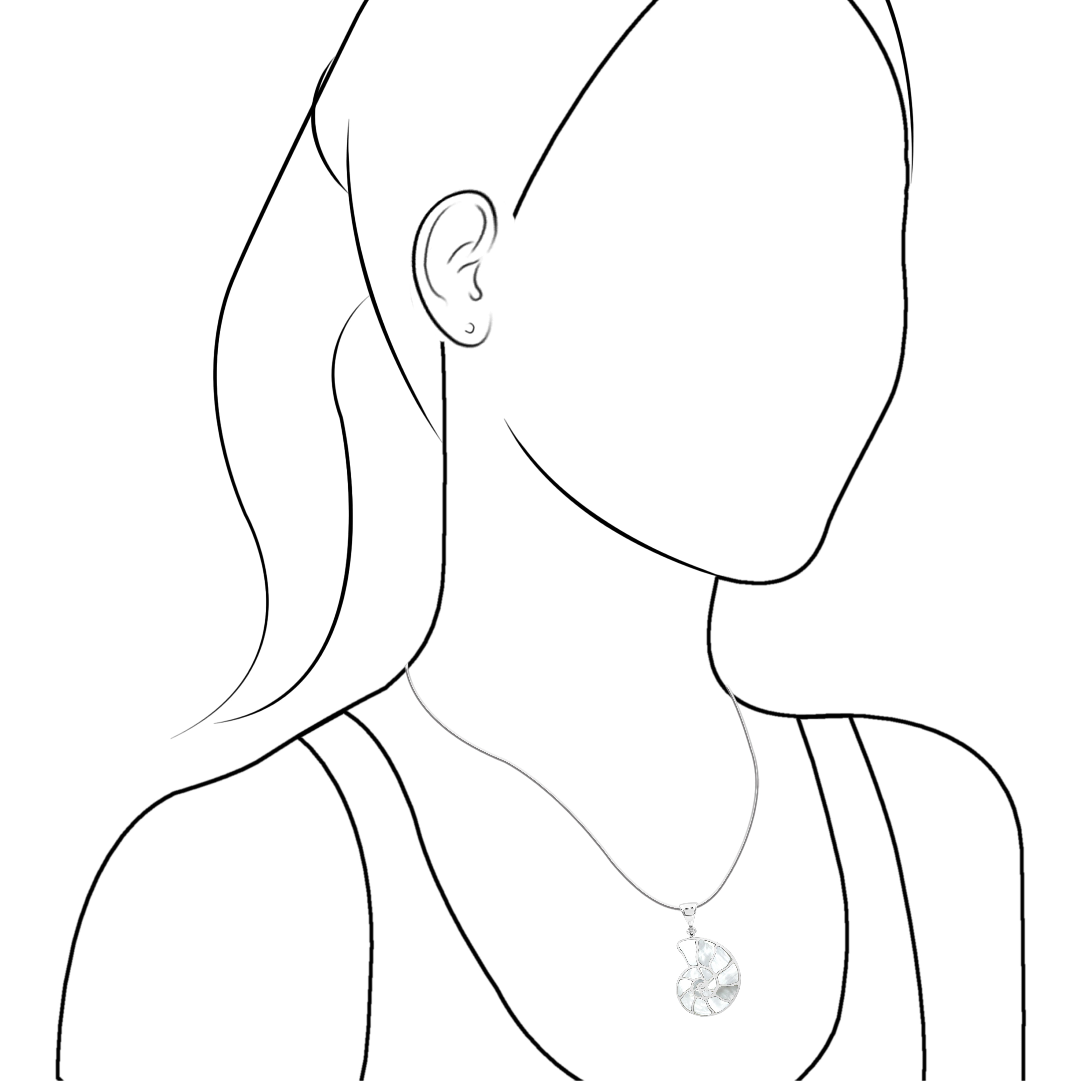 Starborn Mother Of Pearl Inlay Nautilus Ammonite Pendant in Sterling Silver