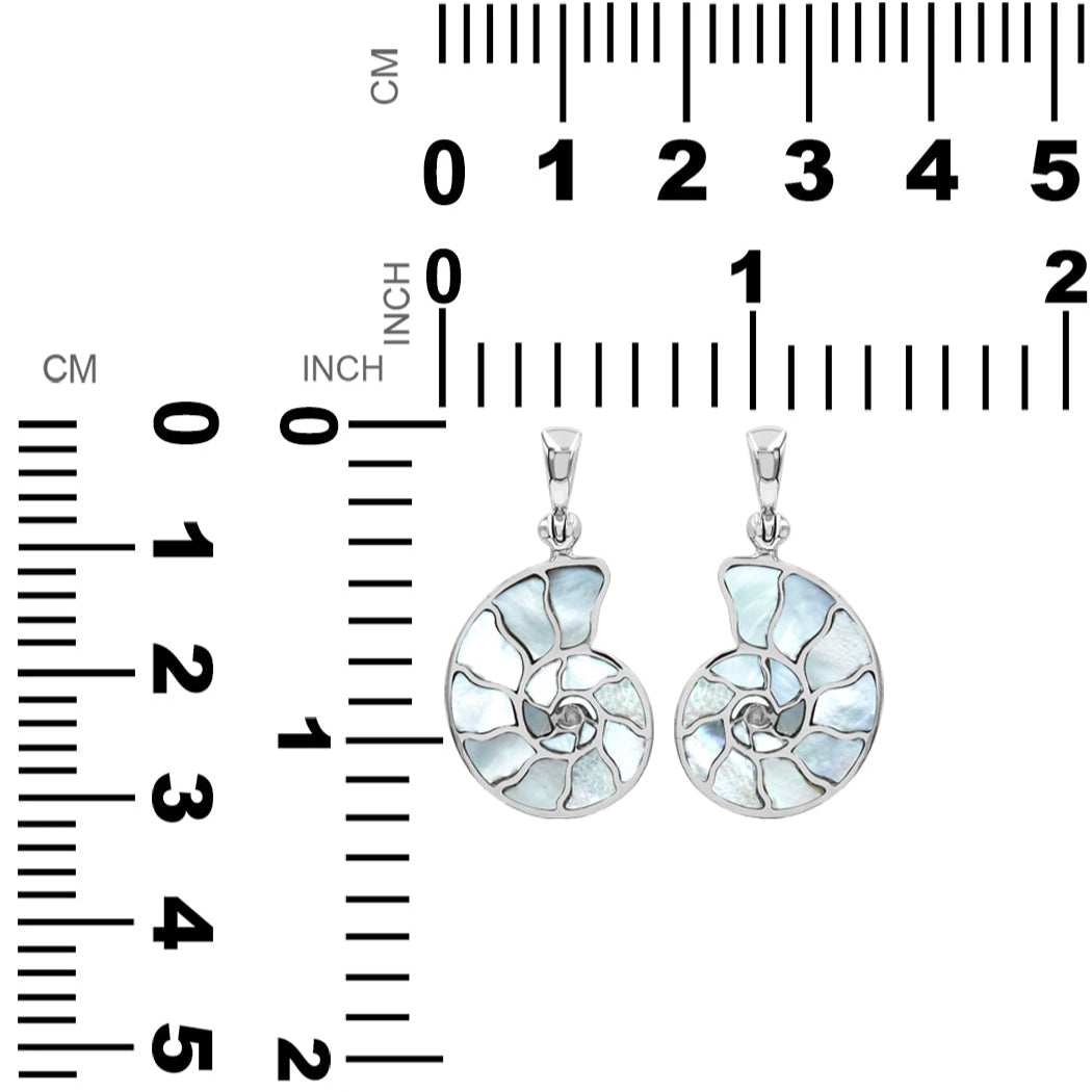 Starborn Mother Of Pearl Inlay Nautilus Ammonite Pendant in Sterling Silver