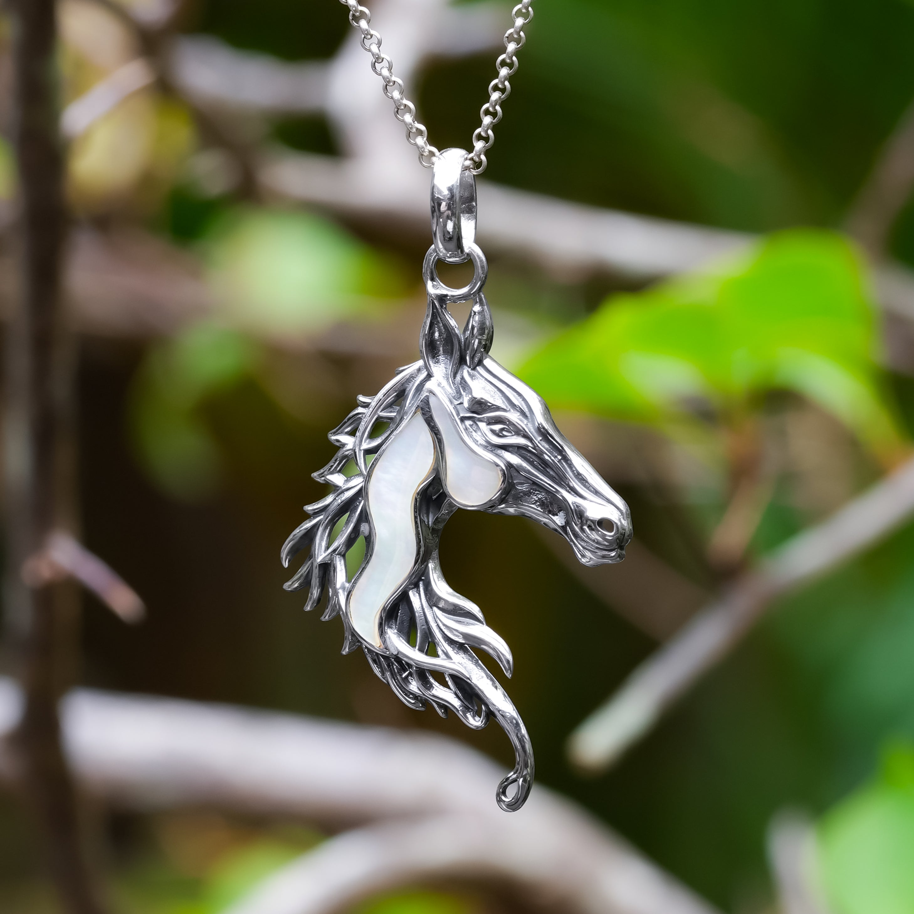 Starborn Gemstones Horse Head Pendant in Sterling Silver