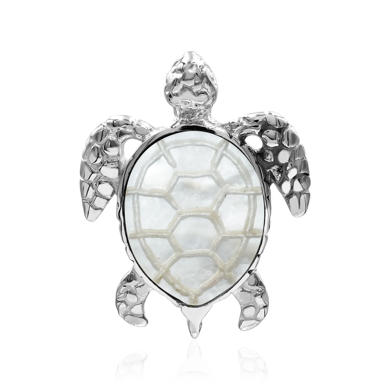 Starborn Carved Sea Turtle Pendant in Fine Sterling Silver