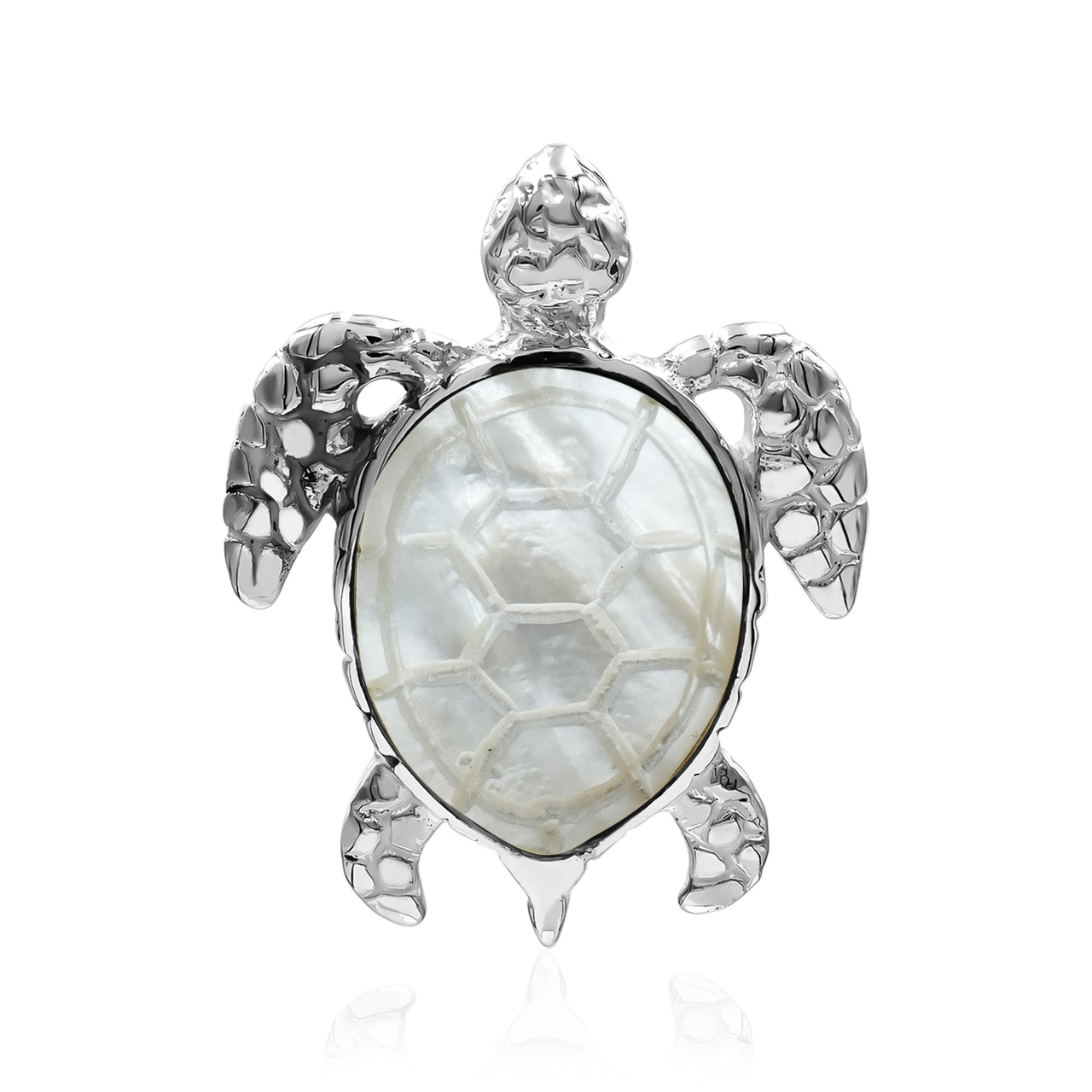 Starborn Carved Sea Turtle Pendant in Fine Sterling Silver