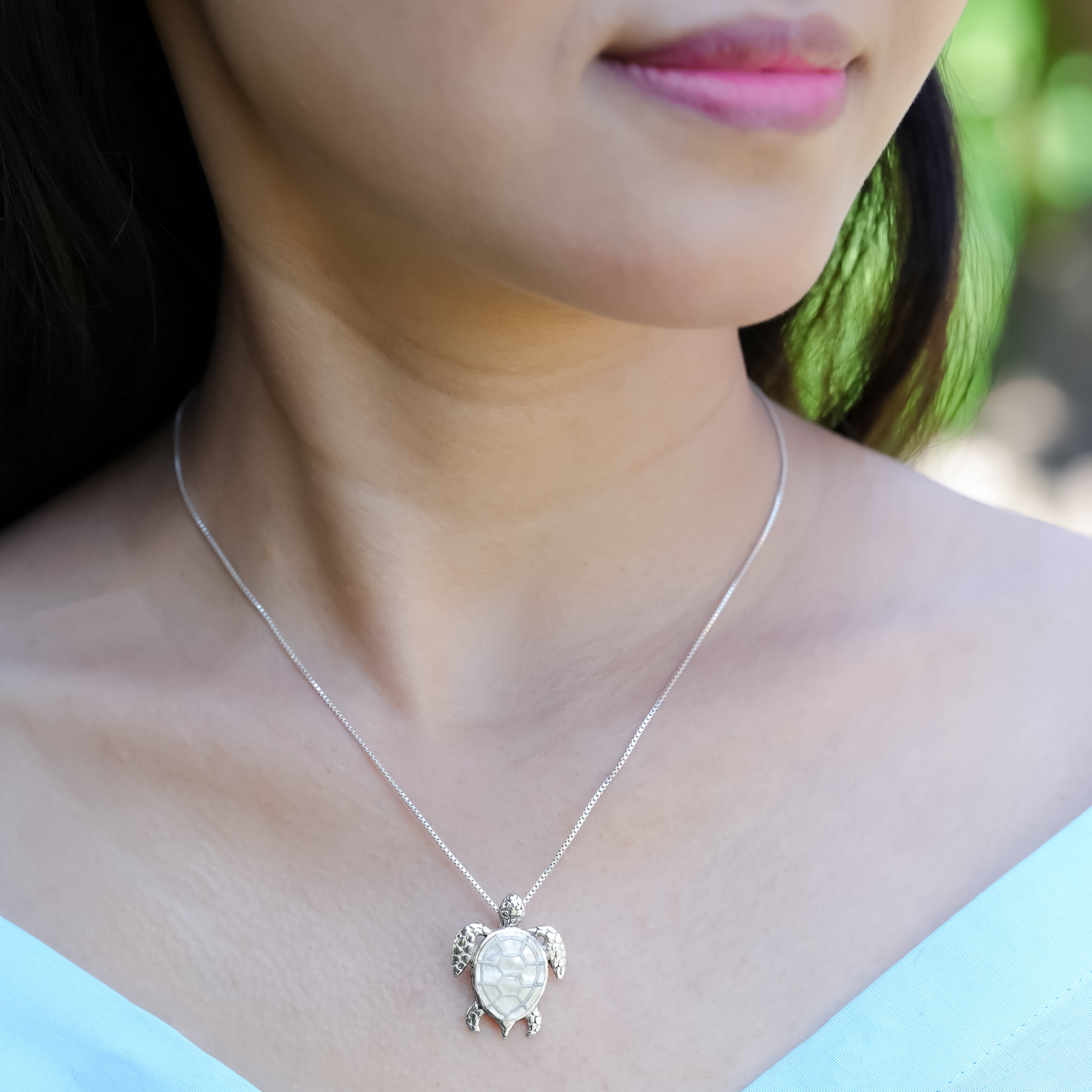 Starborn Carved Sea Turtle Pendant in Fine Sterling Silver