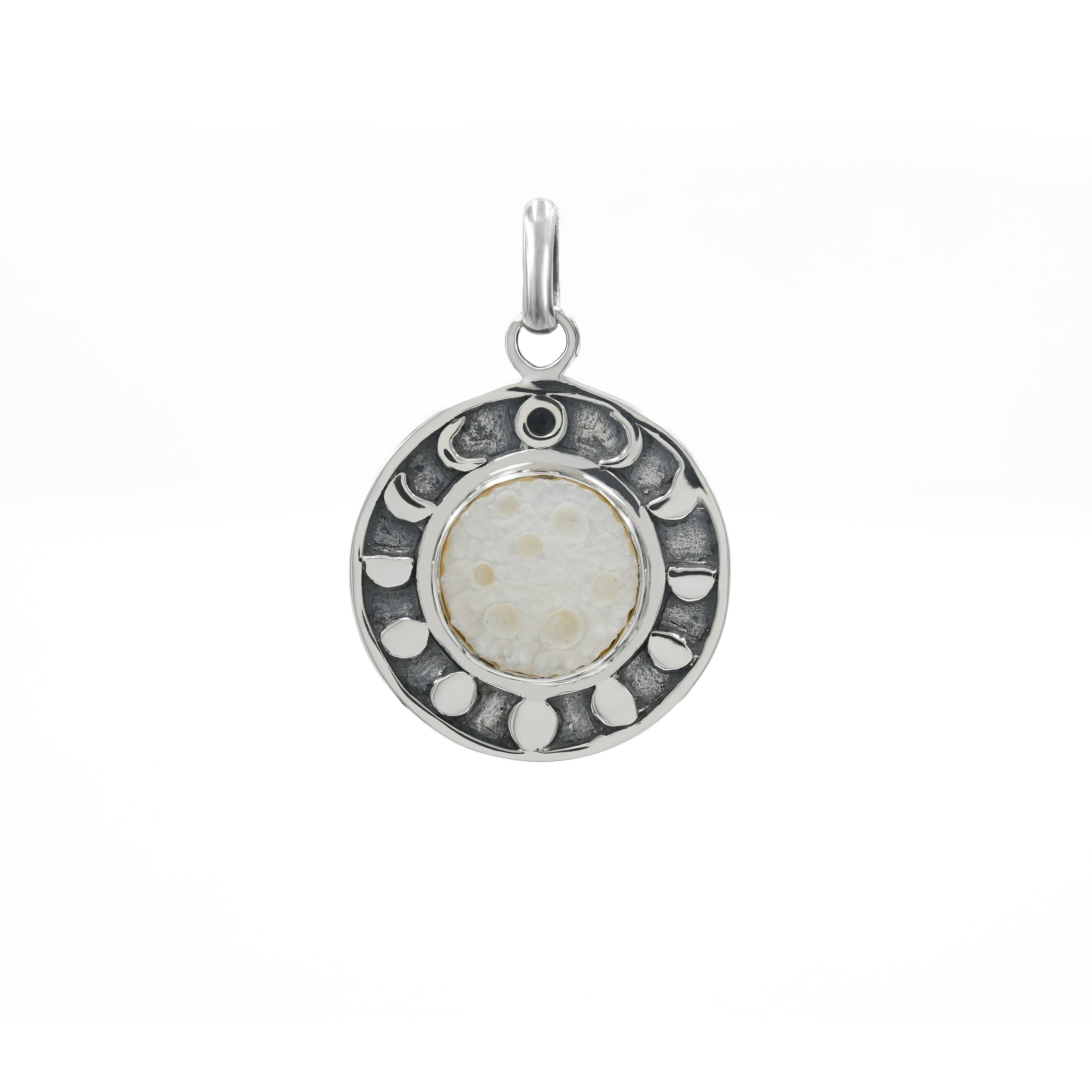 Starborn Mother of Pearl Moon Phases Pendant in Sterling Silver